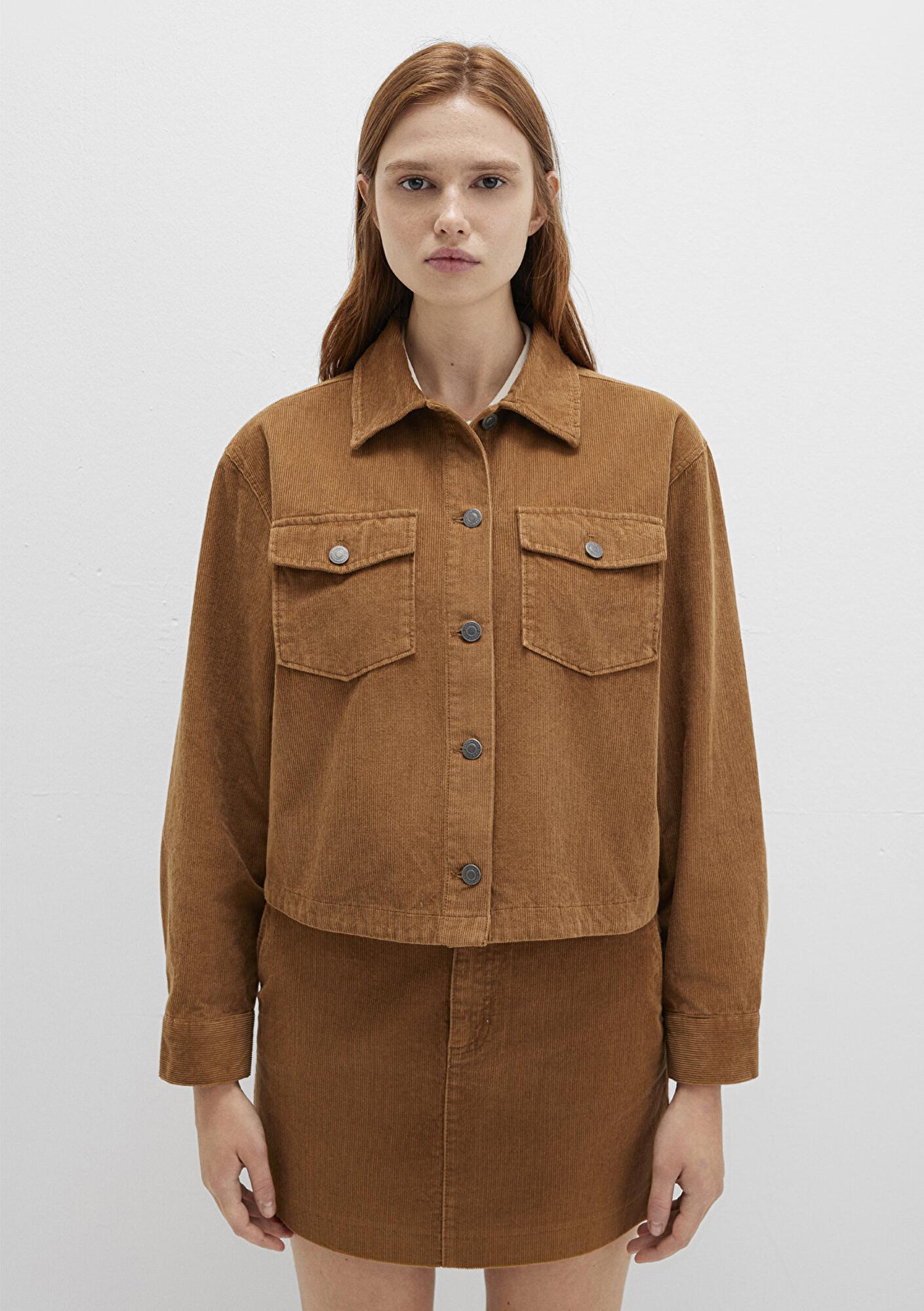 Mavi Kahverengi Kadife Gömlek Loose Fit / Bol Rahat Kesim 1211405-91393