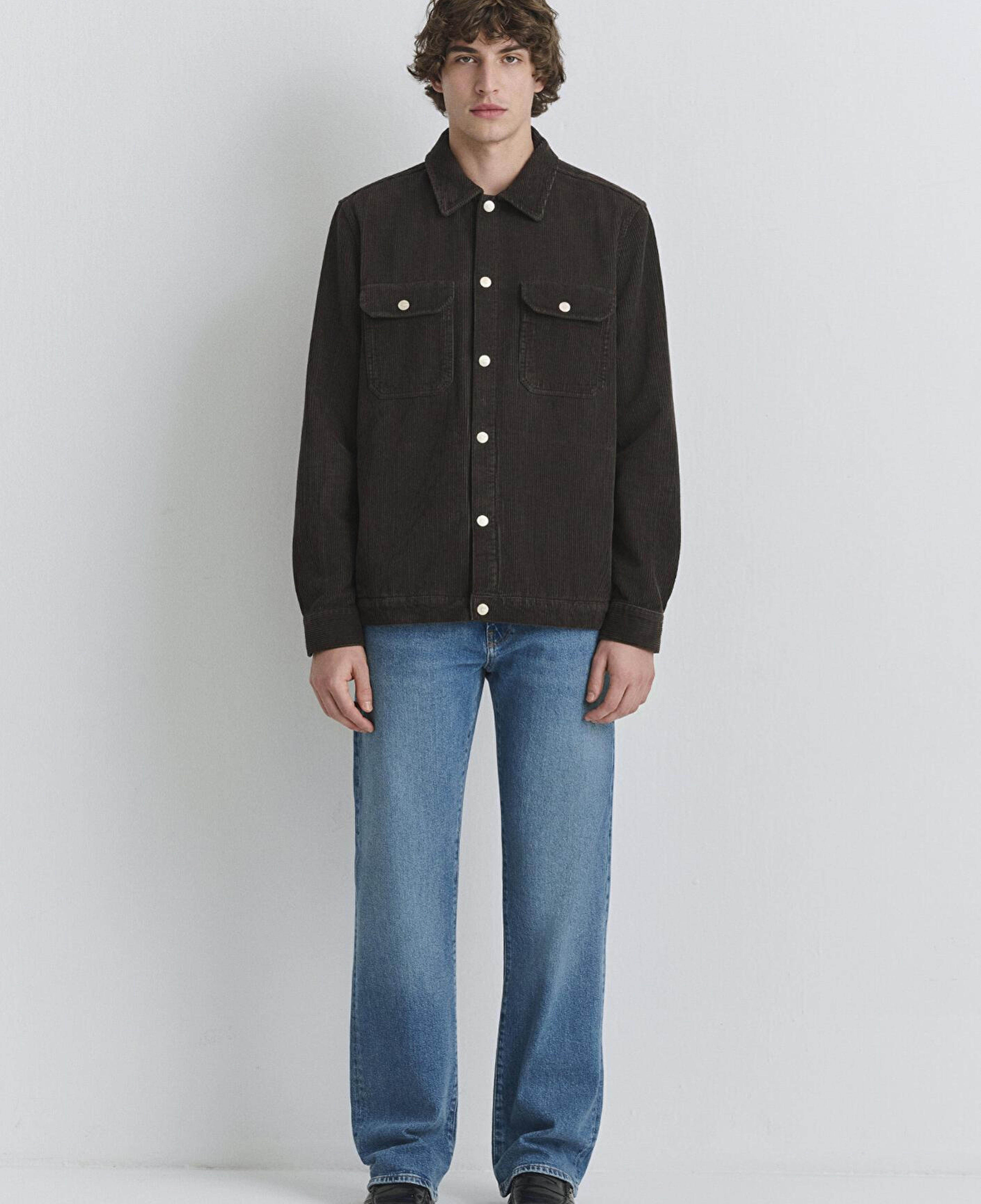 Mavi Kahverengi Cepli Kadife Gömlek Loose Fit / Bol Rahat Kesim 0211750-70219