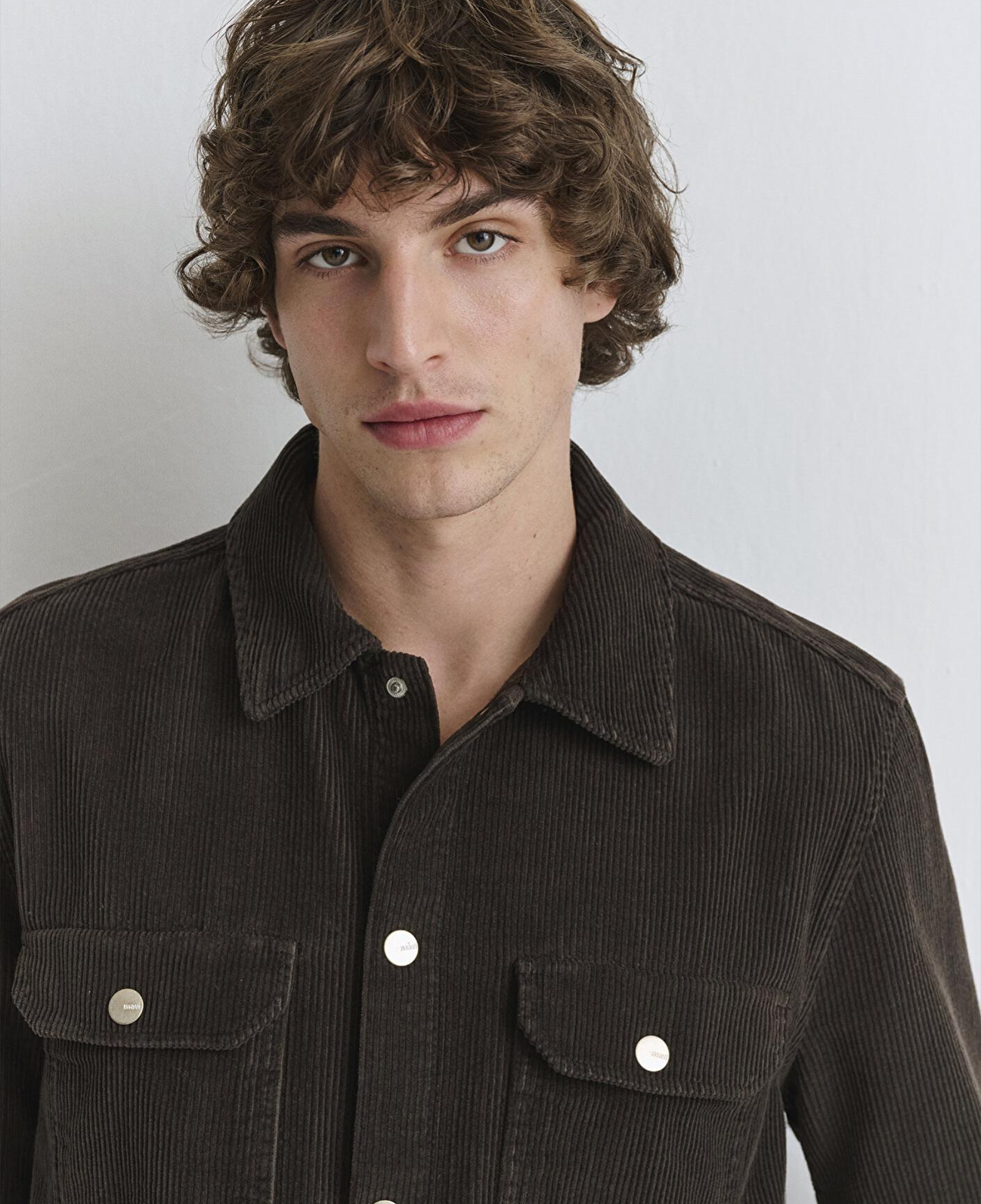 Mavi Kahverengi Cepli Kadife Gömlek Loose Fit / Bol Rahat Kesim 0211750-70219