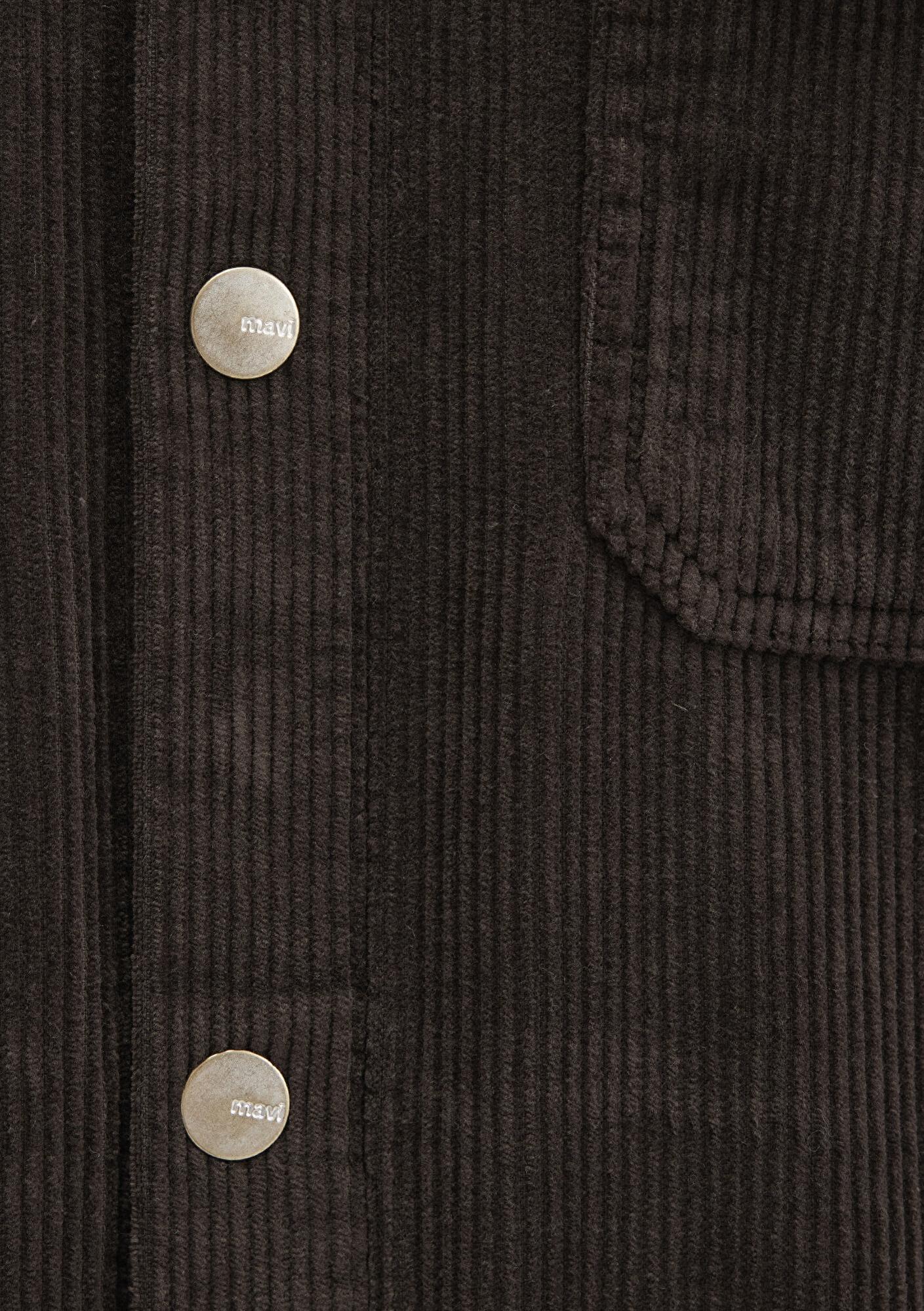 Mavi Kahverengi Cepli Kadife Gömlek Loose Fit / Bol Rahat Kesim 0211750-70219