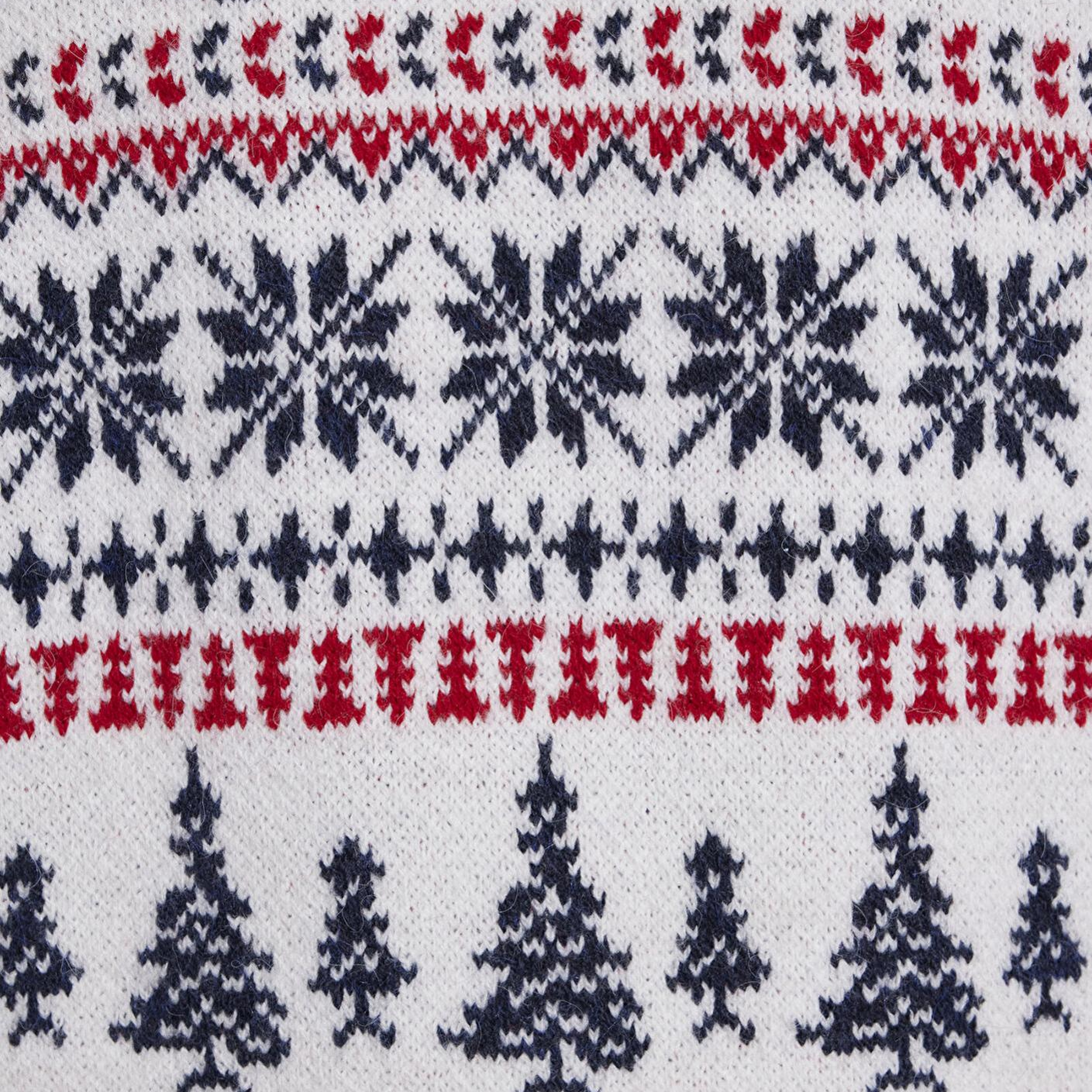 Mavi Yılbaşı Temalı Ekru Kazak Regular Fit / Normal Kesim 0710401-70057