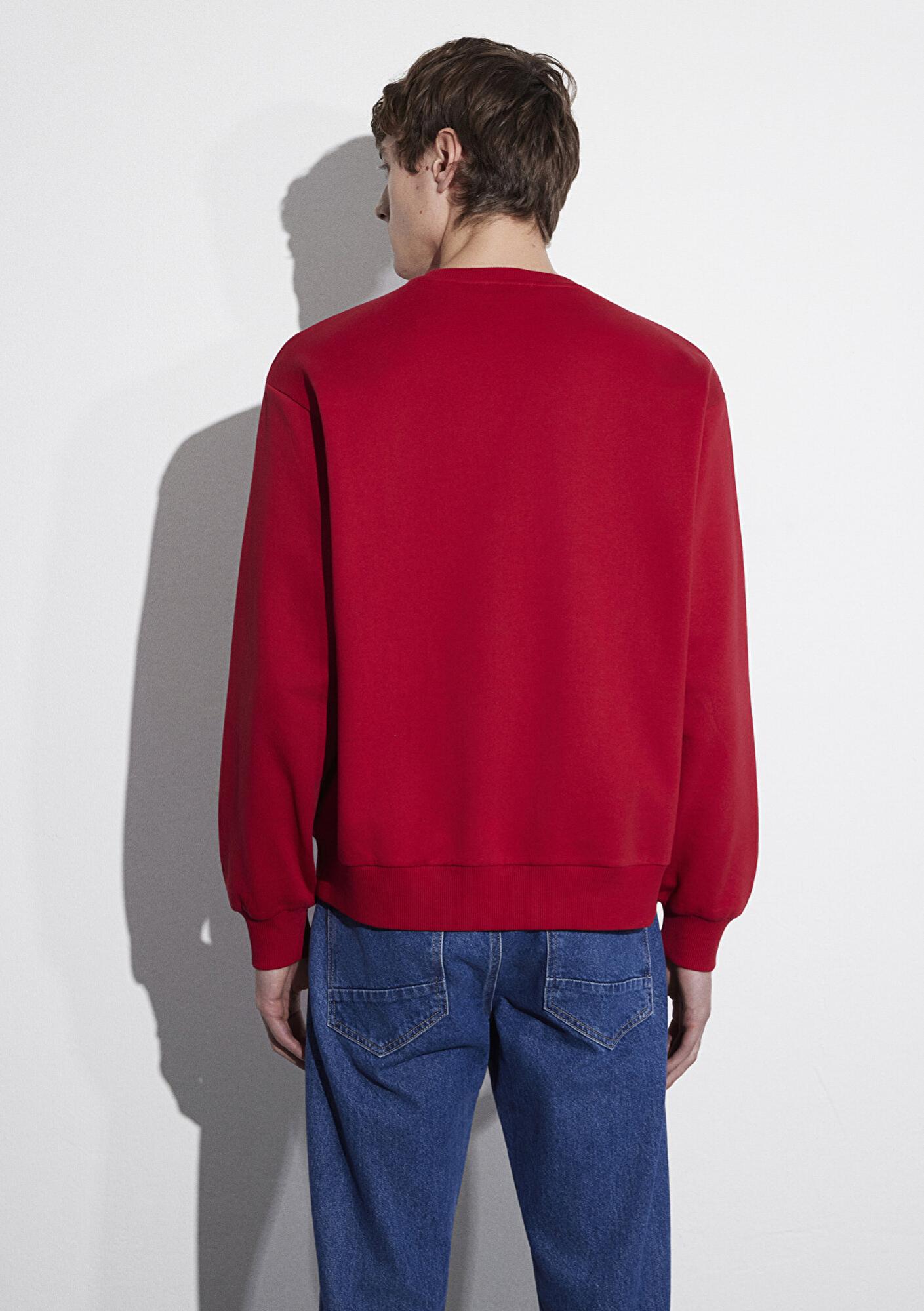 Mavi Yılbaşı Temalı Kırmızı Sweatshirt 0S10552-70390