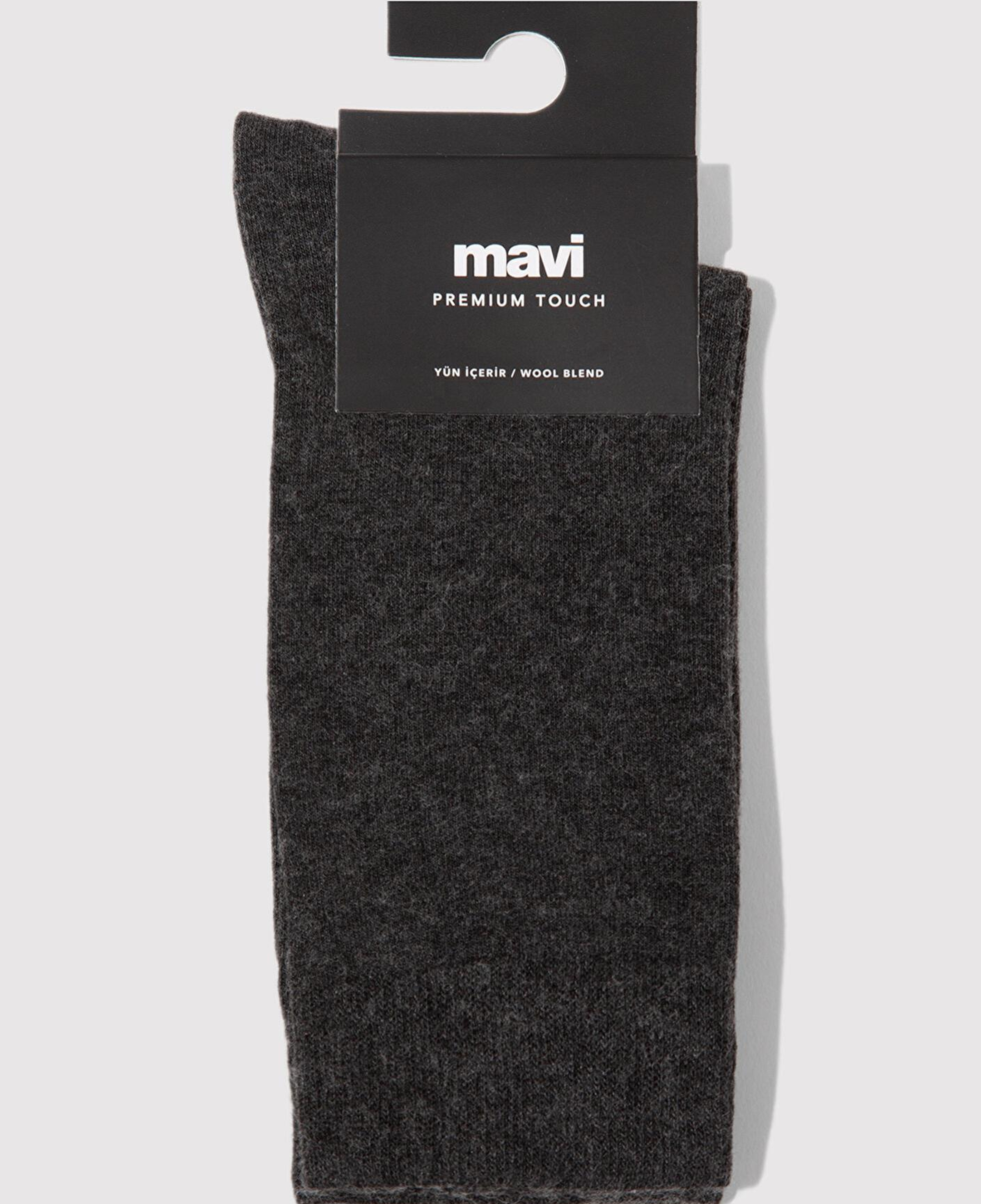 Mavi Yün Karışımlı Gri Soket Çorap 0912199-12685