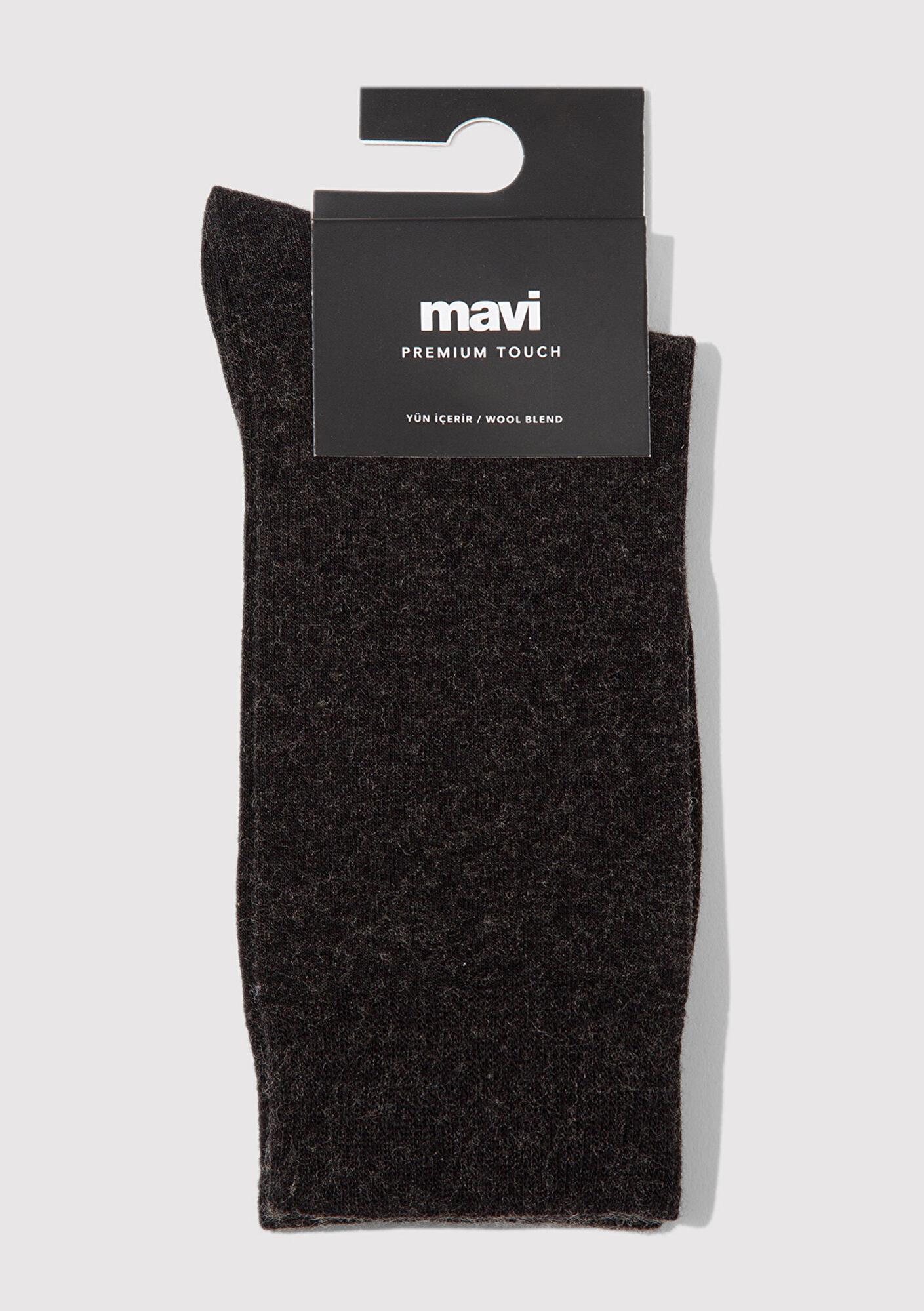 Mavi Yün Karışımlı Siyah Soket Çorap 0912199-900