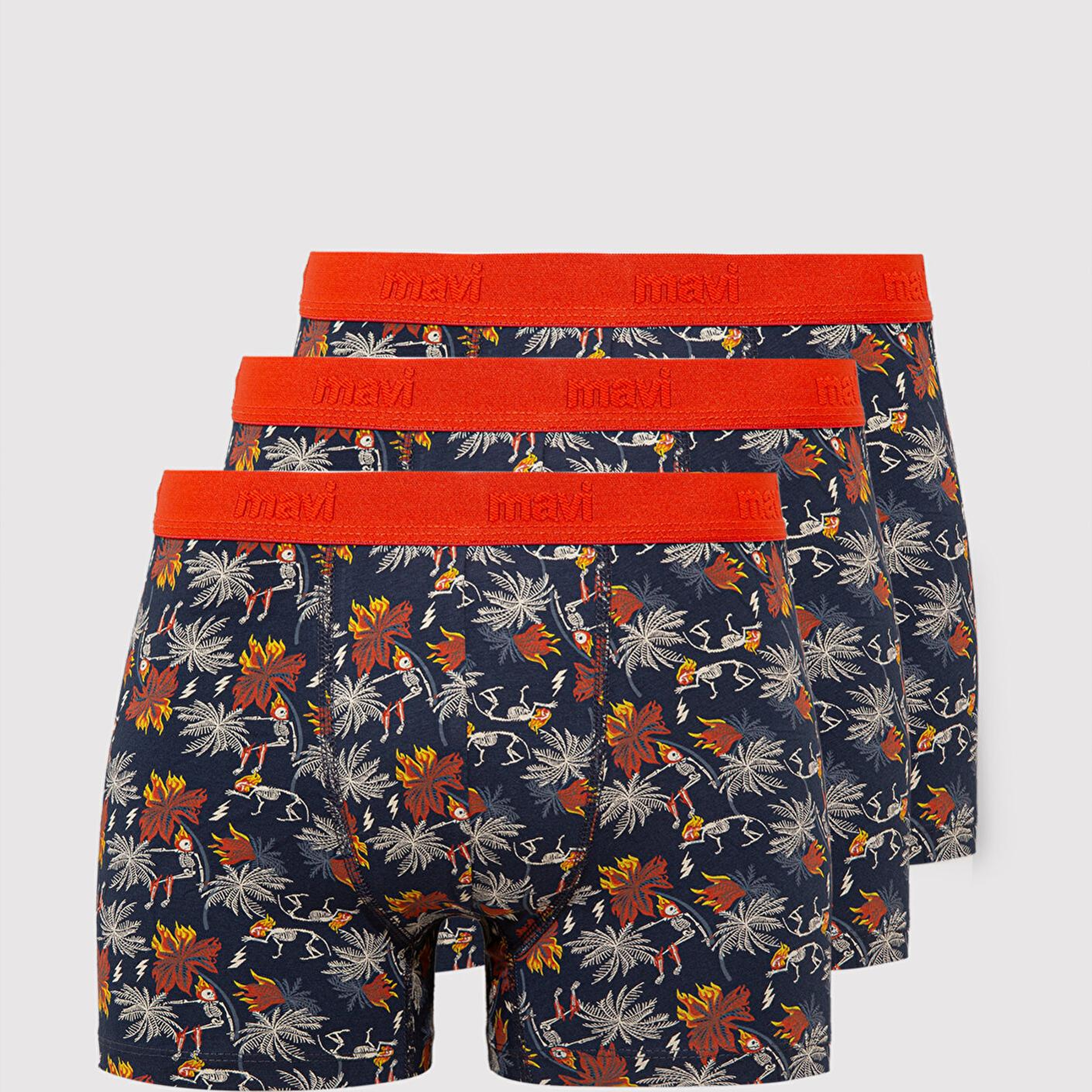 Mavi 3lü Baskılı Lacivert Boxer 0912241-85585