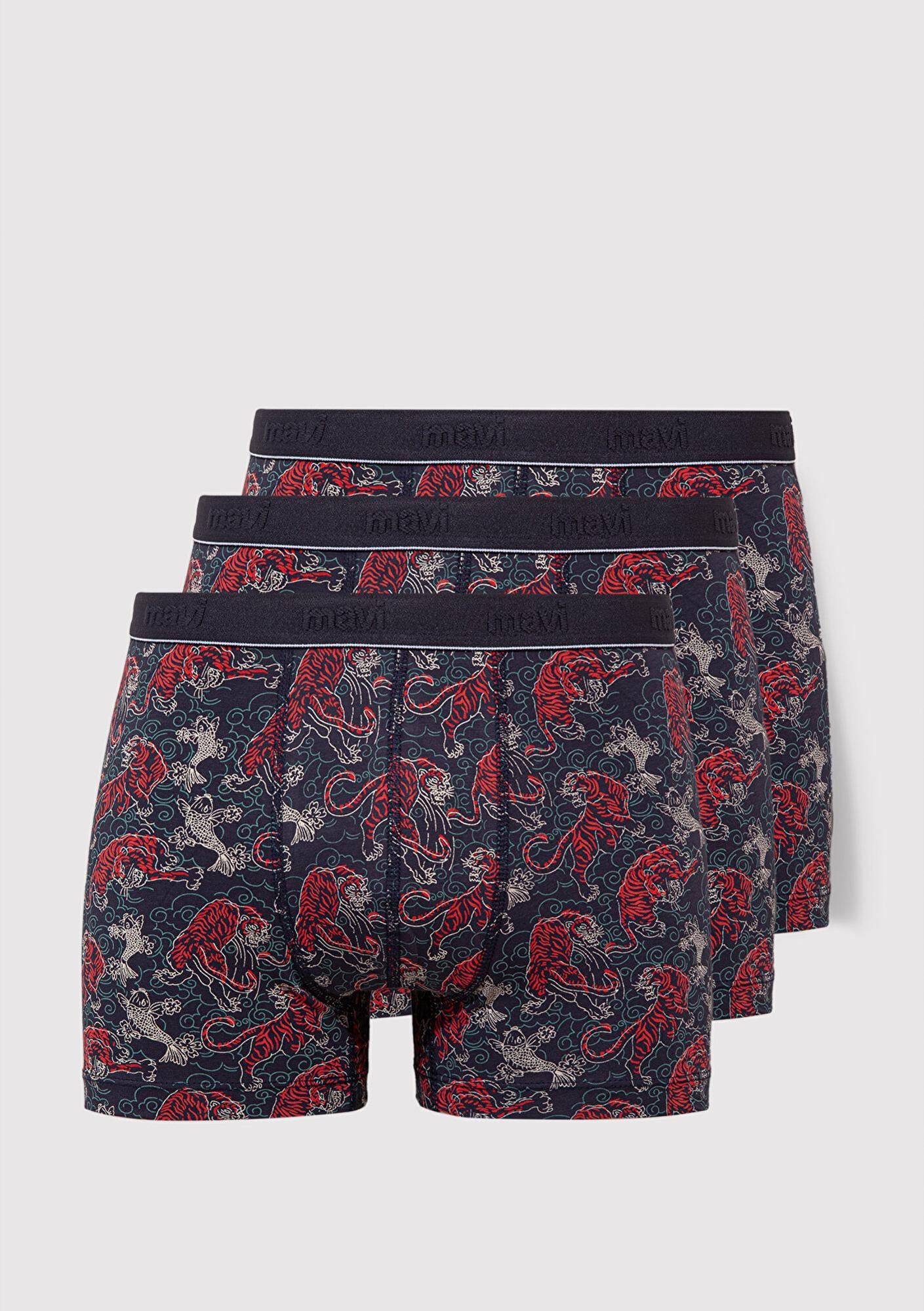 Mavi 3lü Kaplan Baskılı Lacivert Boxer 0912211-24413