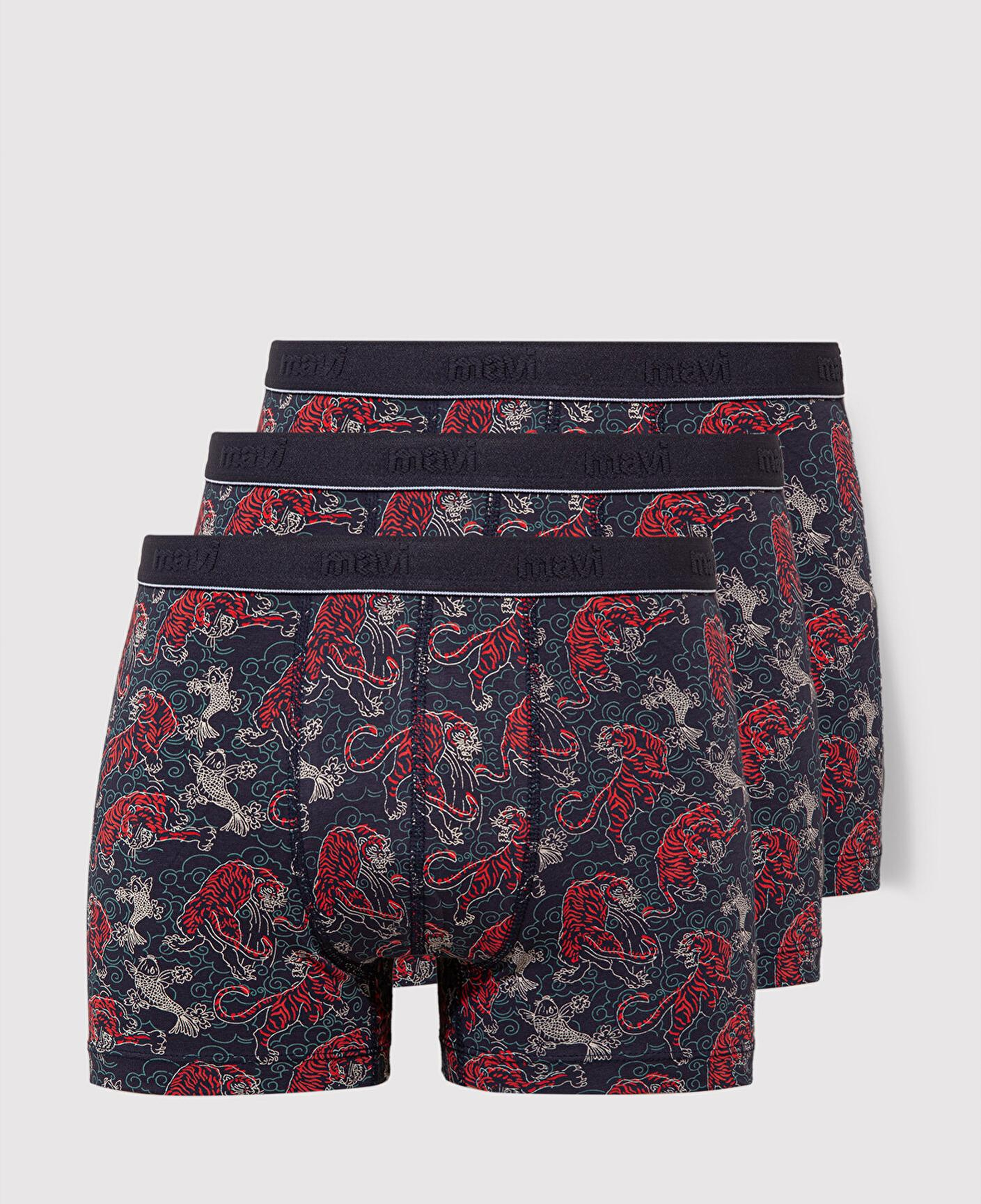 Mavi 3lü Kaplan Baskılı Lacivert Boxer 0912211-24413