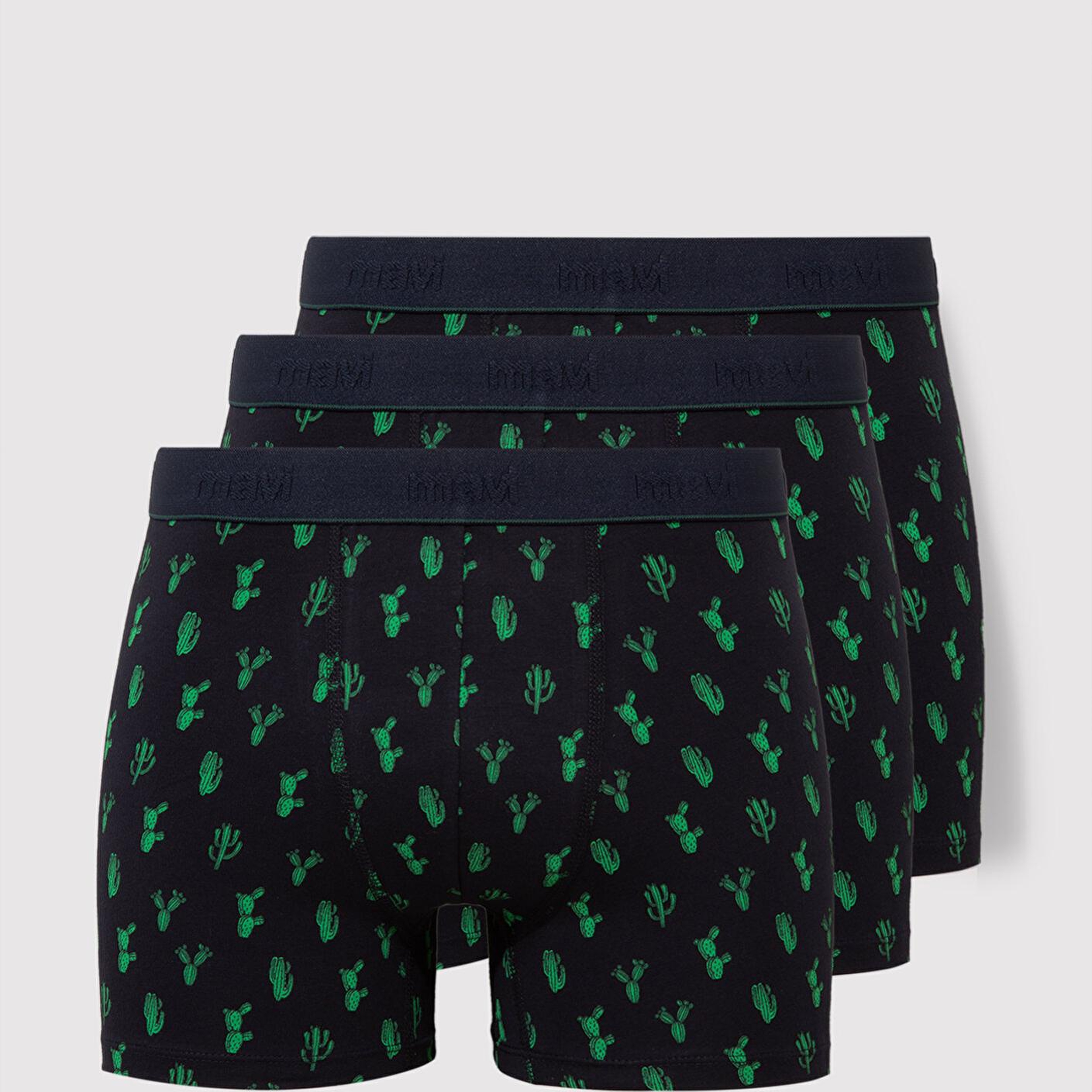 Mavi 3lü Kaktüs Baskılı Lacivert Boxer 0912197-32184