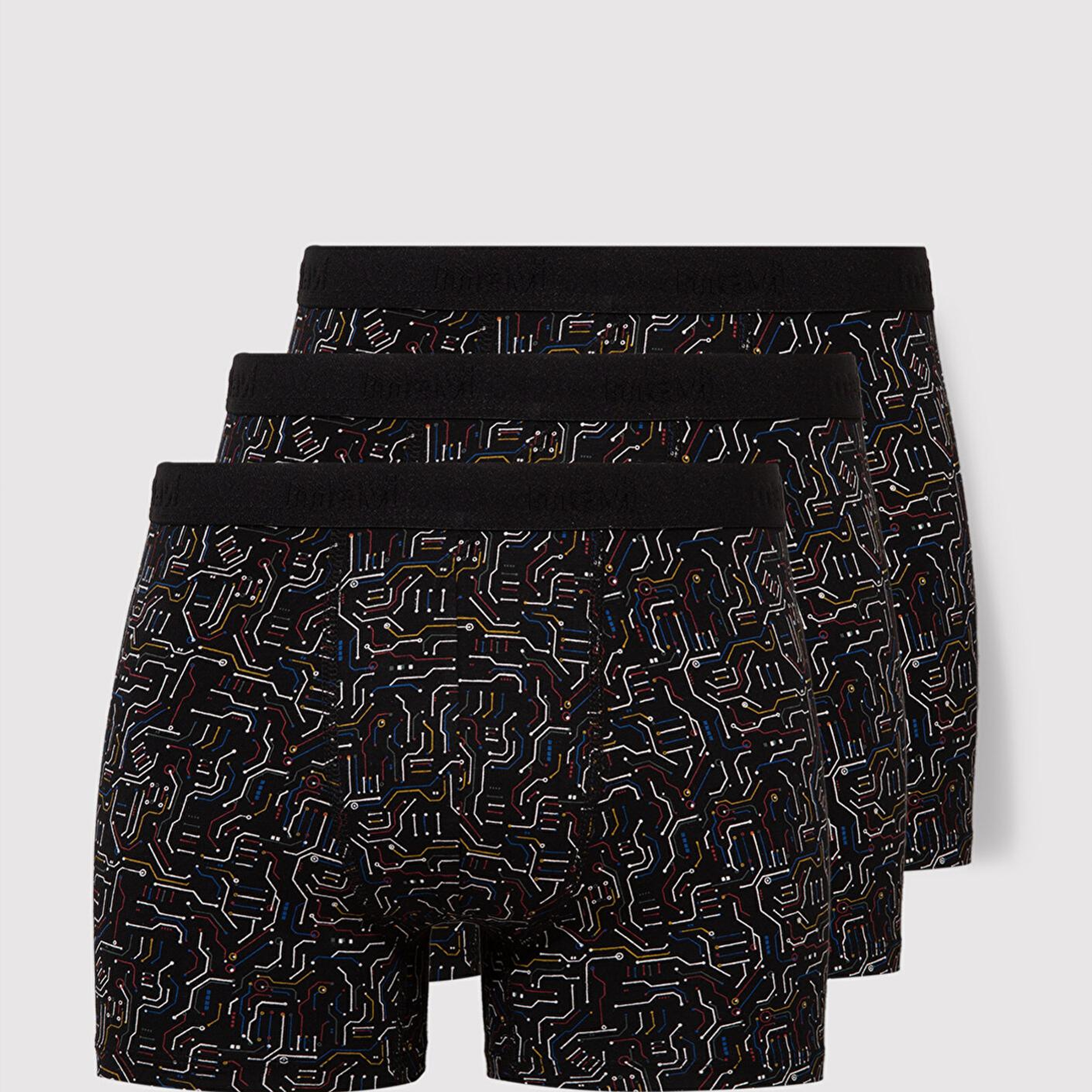 Mavi 3lü Baskılı Siyah Boxer 0912208-900