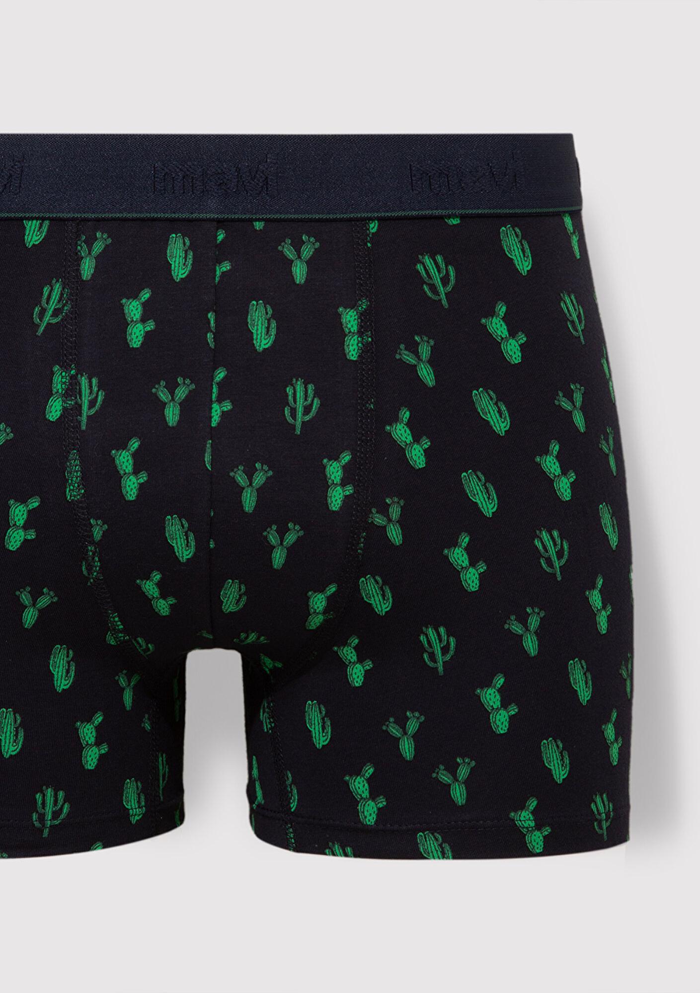 Mavi 3lü Kaktüs Baskılı Lacivert Boxer 0912197-32184