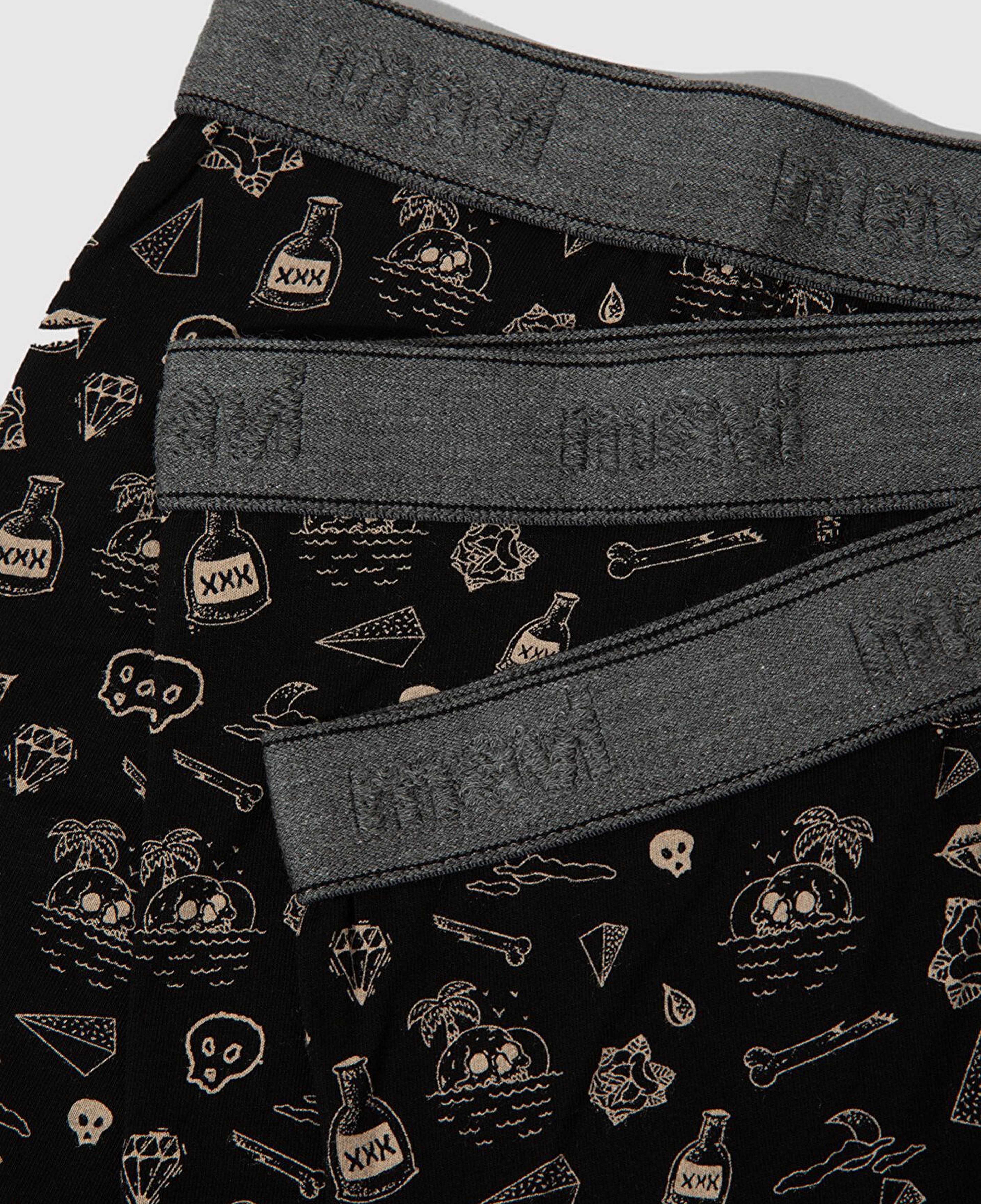 Mavi 3lü Baskılı Siyah Boxer 0912232-900