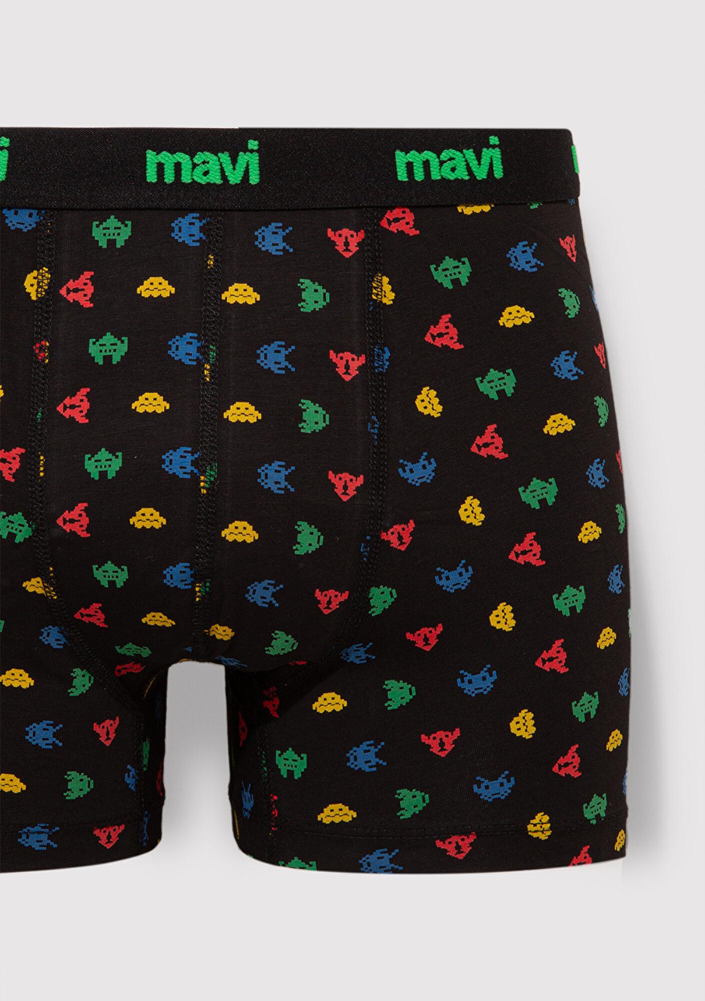 Mavi 3lü Baskılı Siyah Boxer 0912236-900