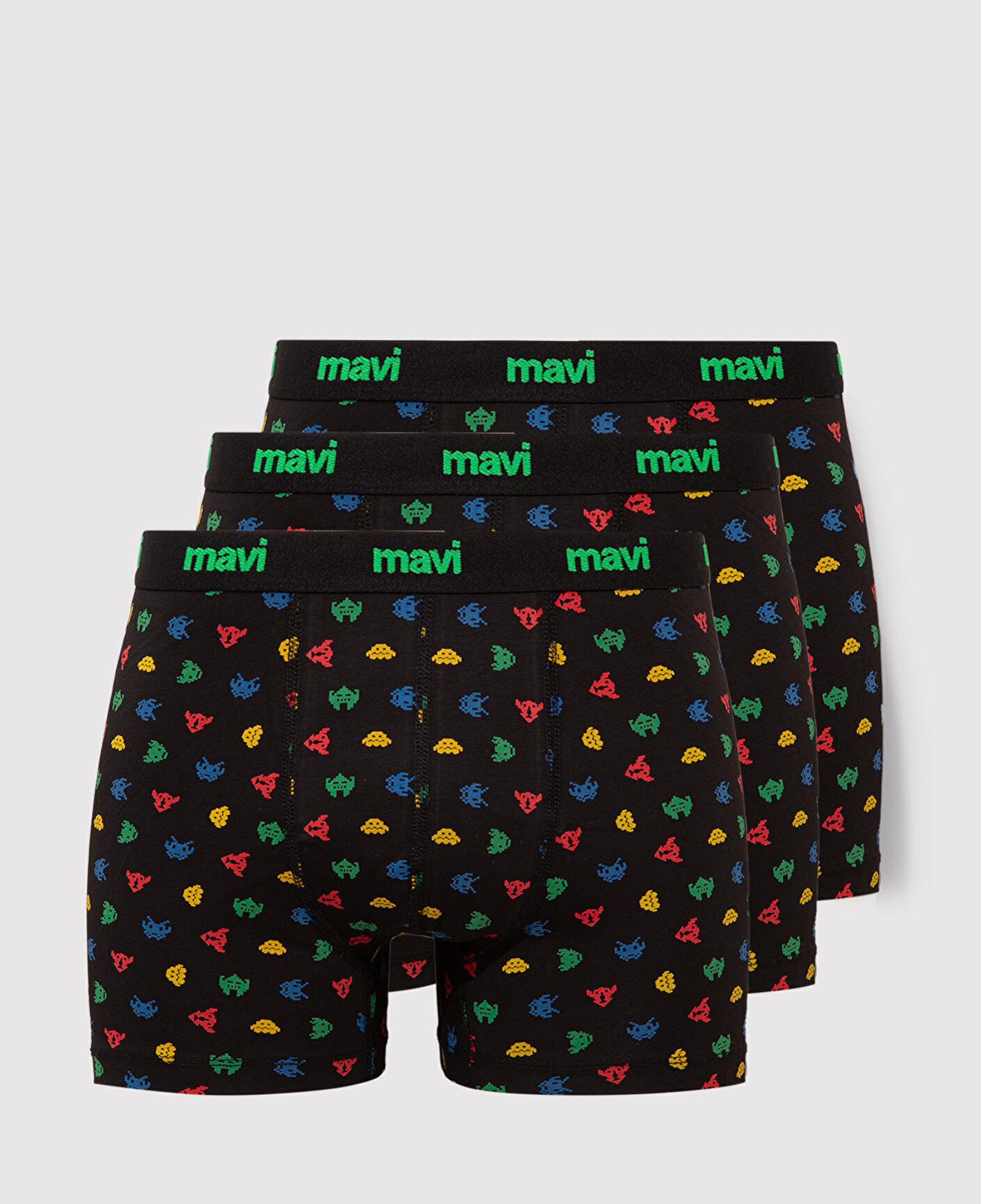 Mavi 3lü Baskılı Siyah Boxer 0912236-900