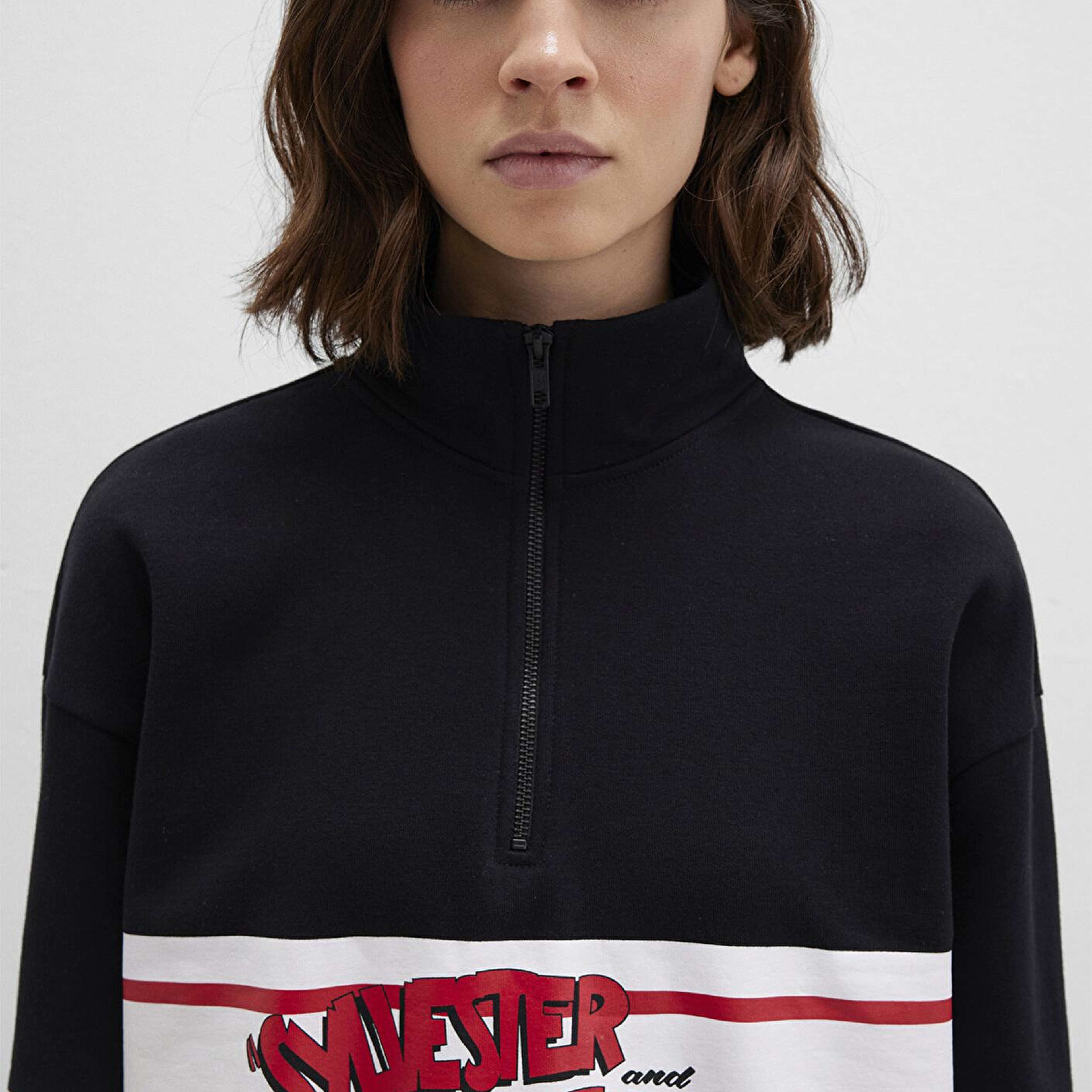 Mavi Tom ve Jerry Baskılı Siyah Sweatshirt 1S10472-900