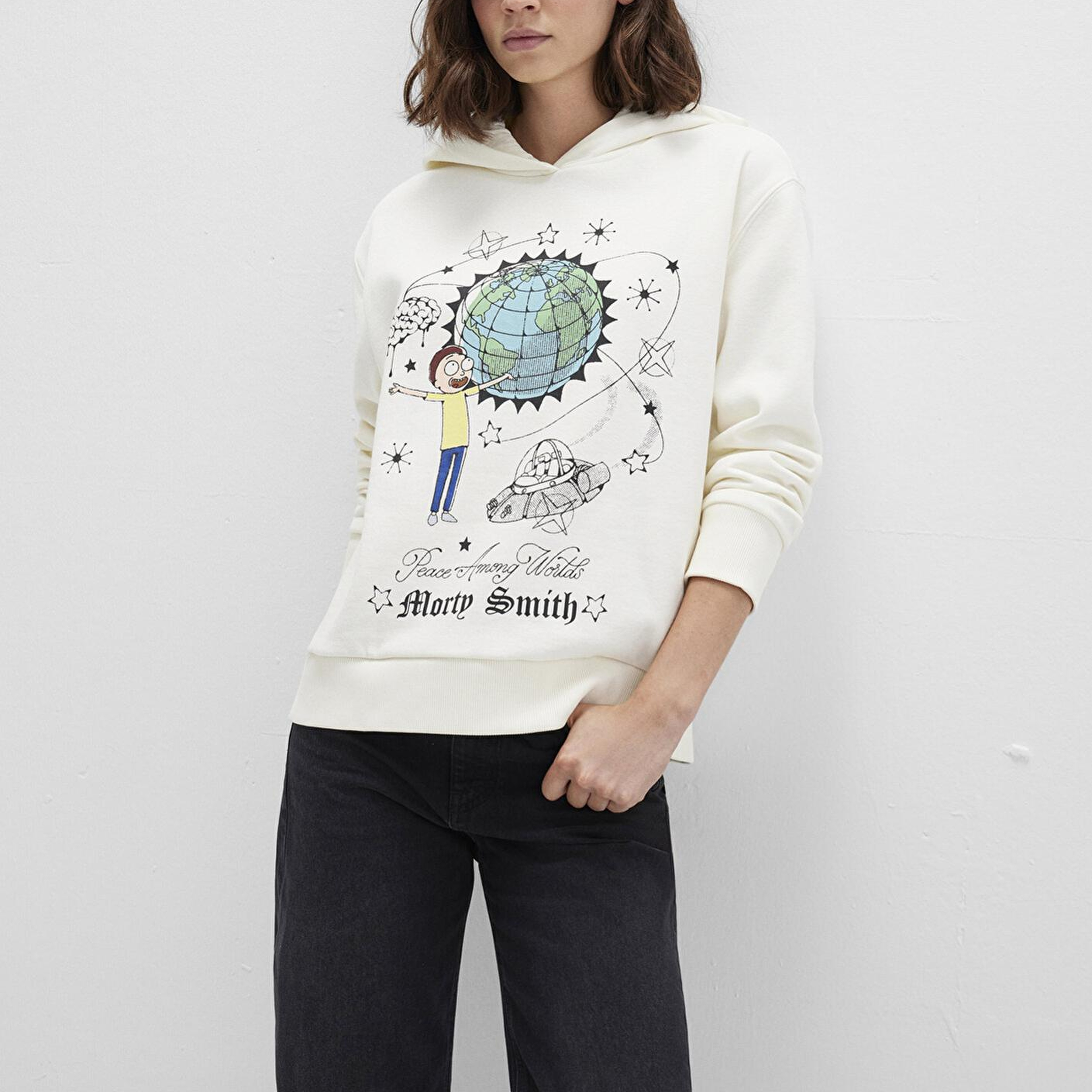 Mavi Rick And Morty Baskılı Ekru Sweatshirt 1S10468-80194