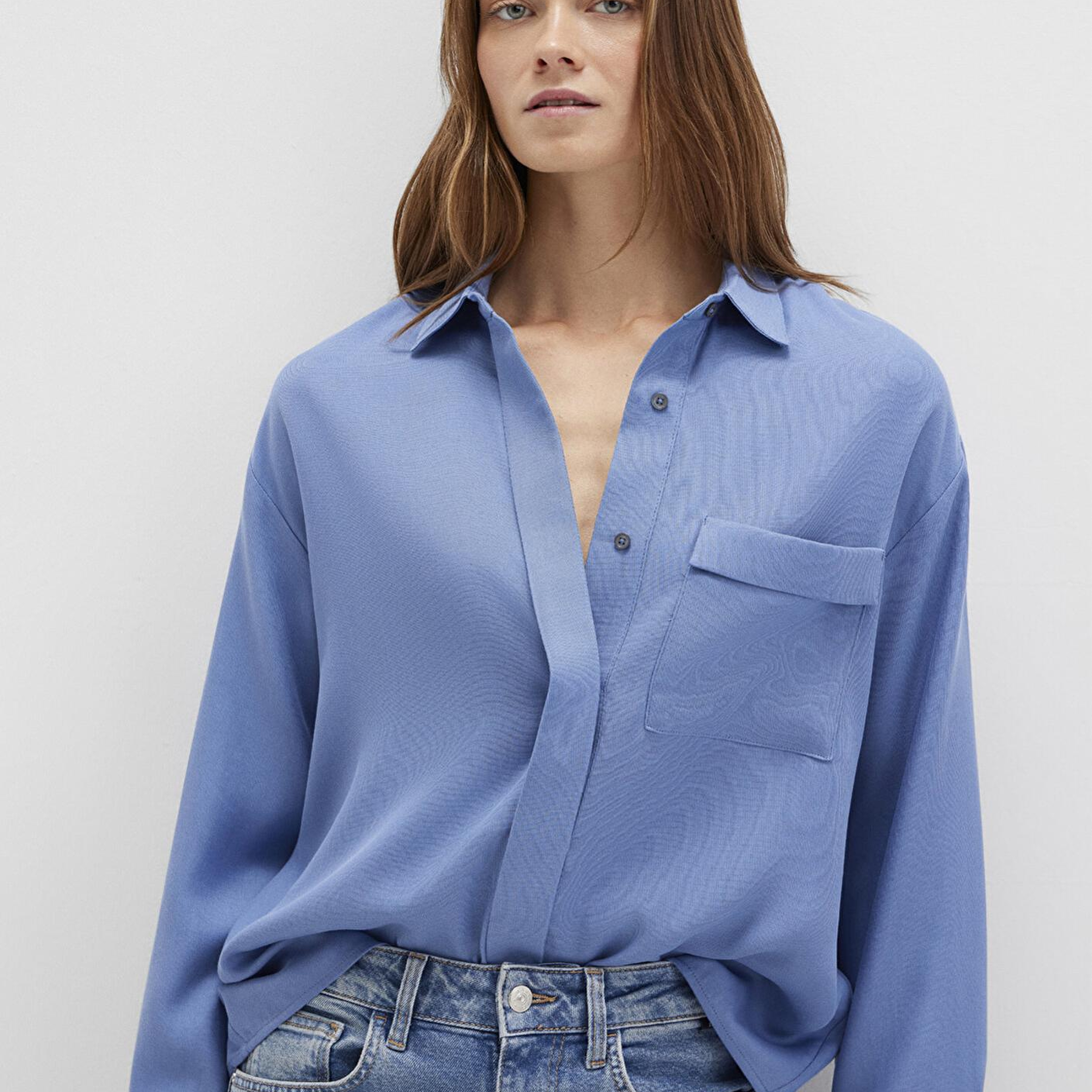 Mavi Mavi (TENCEL™) Liyosel Gömlek Oversize / Geniş Kesim 1211354-86802