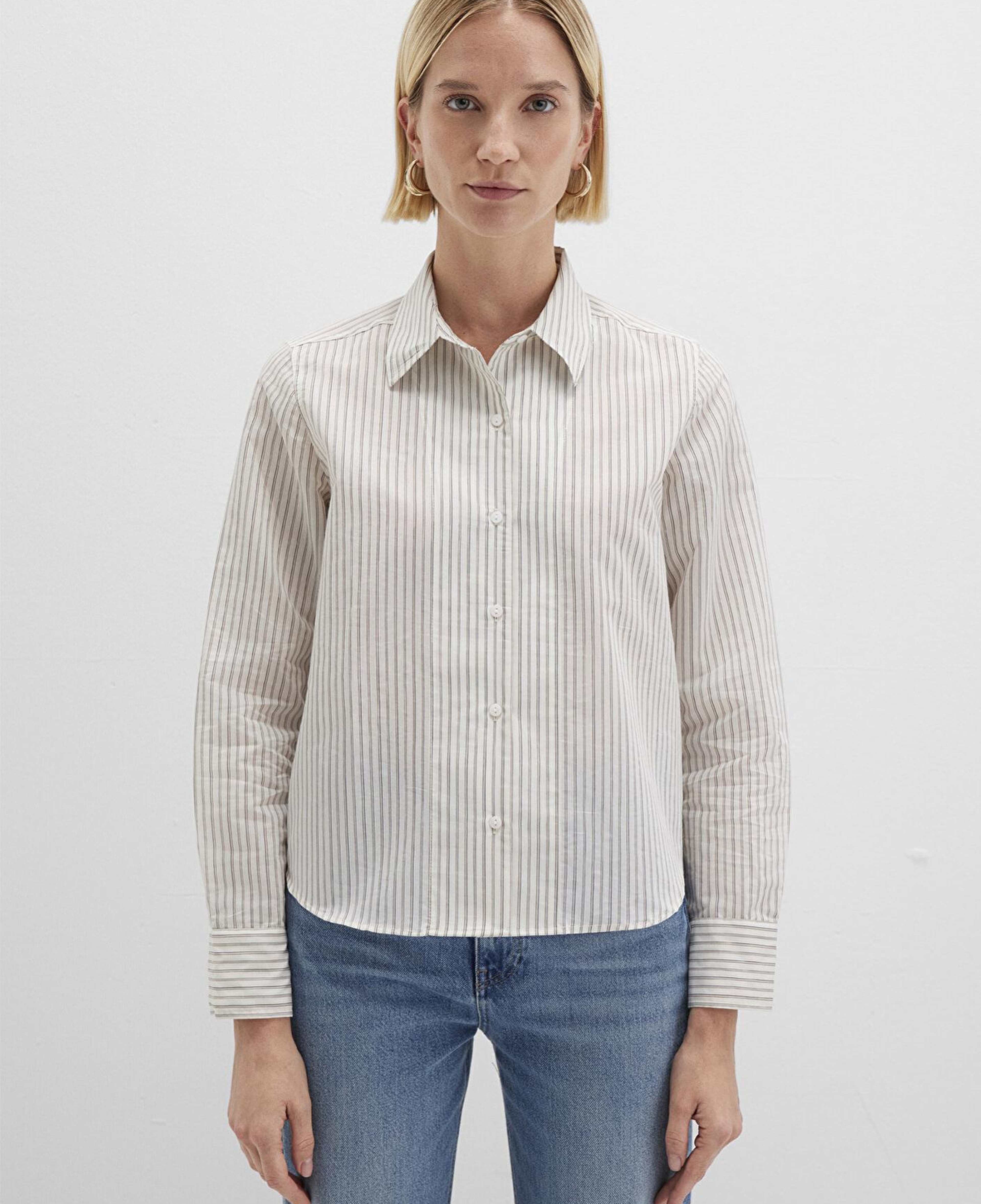 Mavi Çizgili Ekru Gömlek Regular Fit / Normal Kesim 1211353-91345