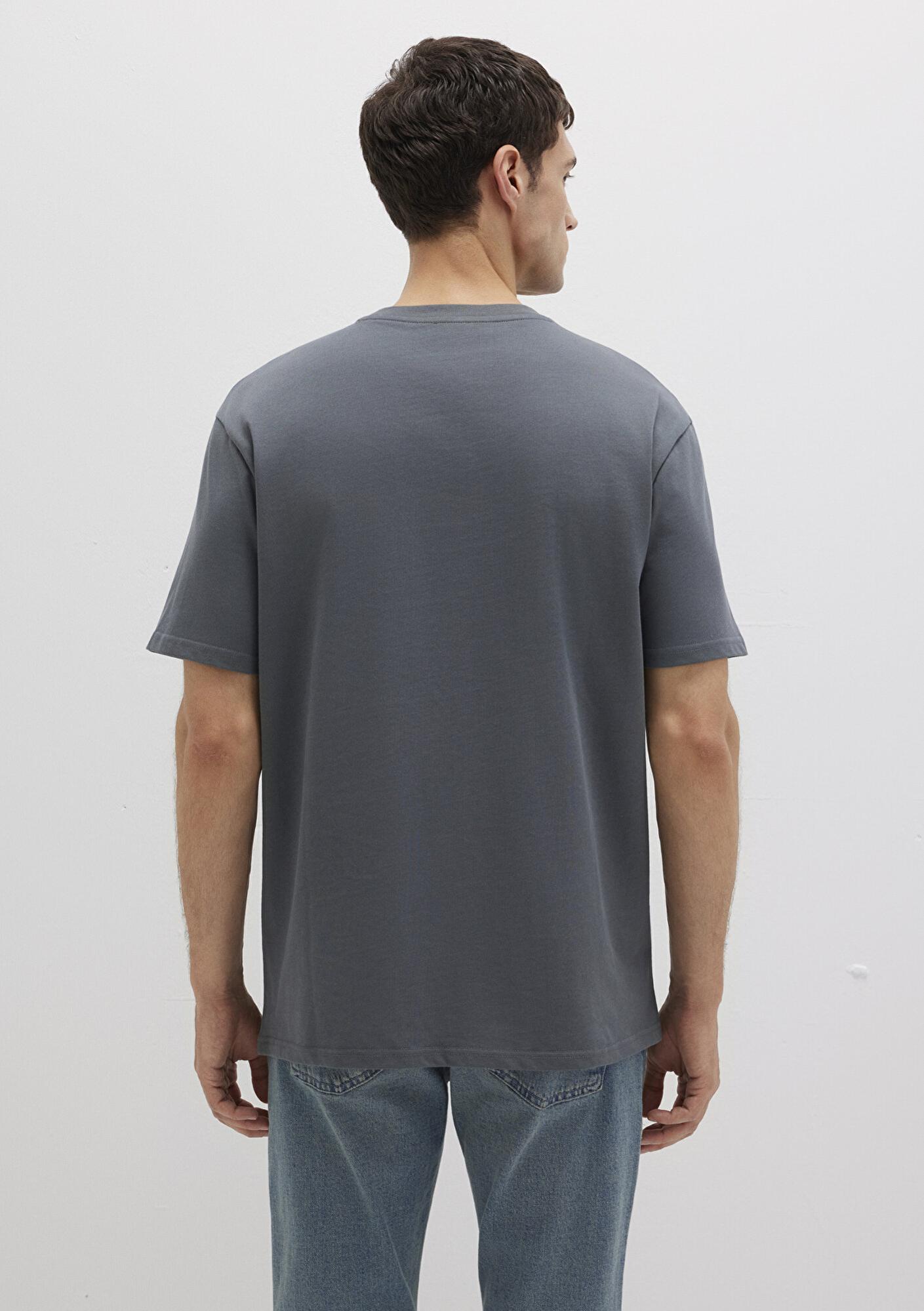 Mavi Bisiklet Yaka Antrasit Basic Tişört Loose Fit / Bol Rahat Kesim 0611596-80776