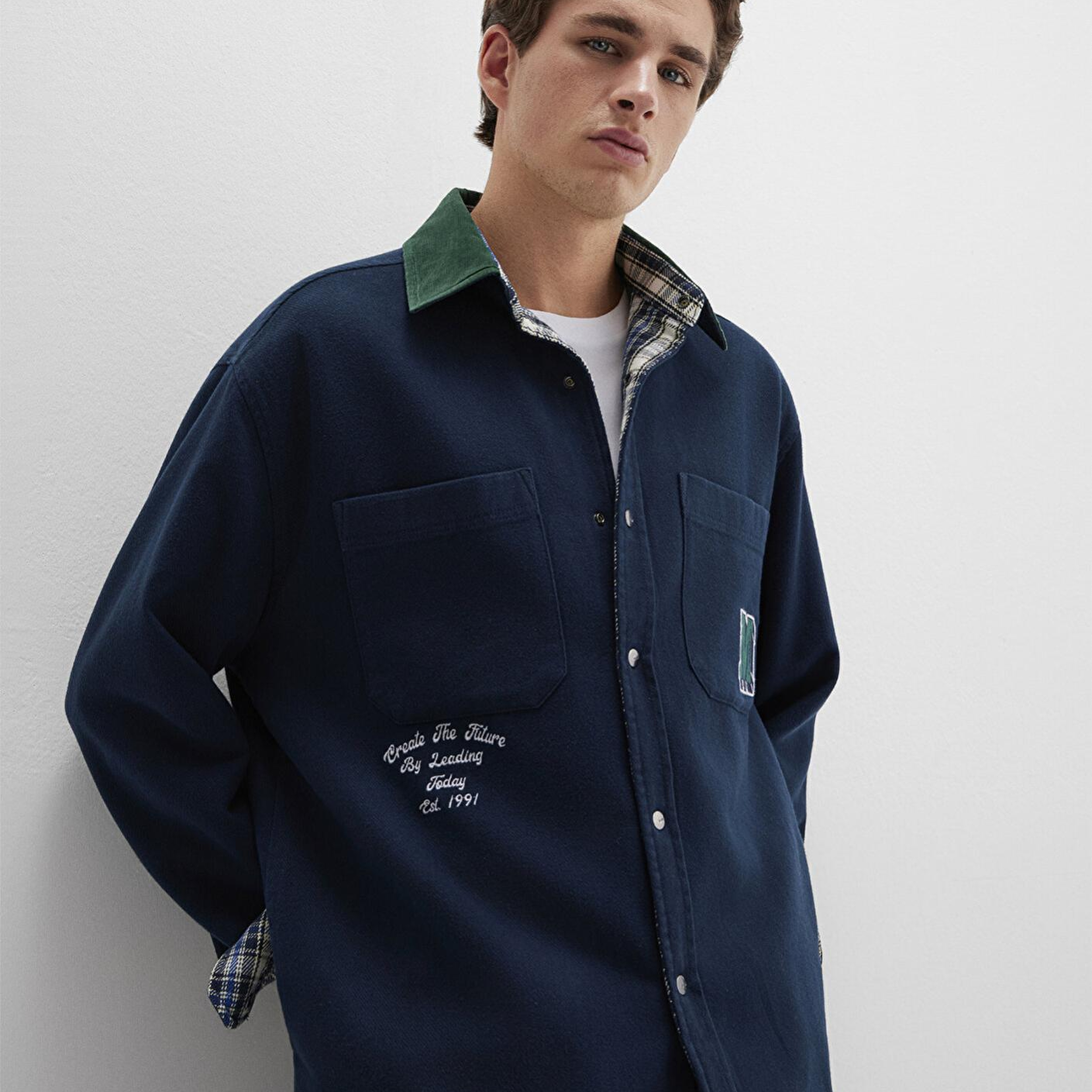 Mavi Çift Taraflı Lacivert Gömlek Loose Fit / Bol Rahat Kesim 0211783-80872