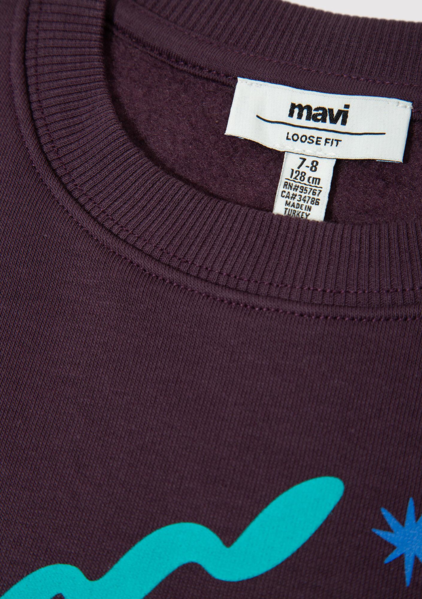 Mavi Stitch Baskılı Mor Sweatshirt 7S10161-70635