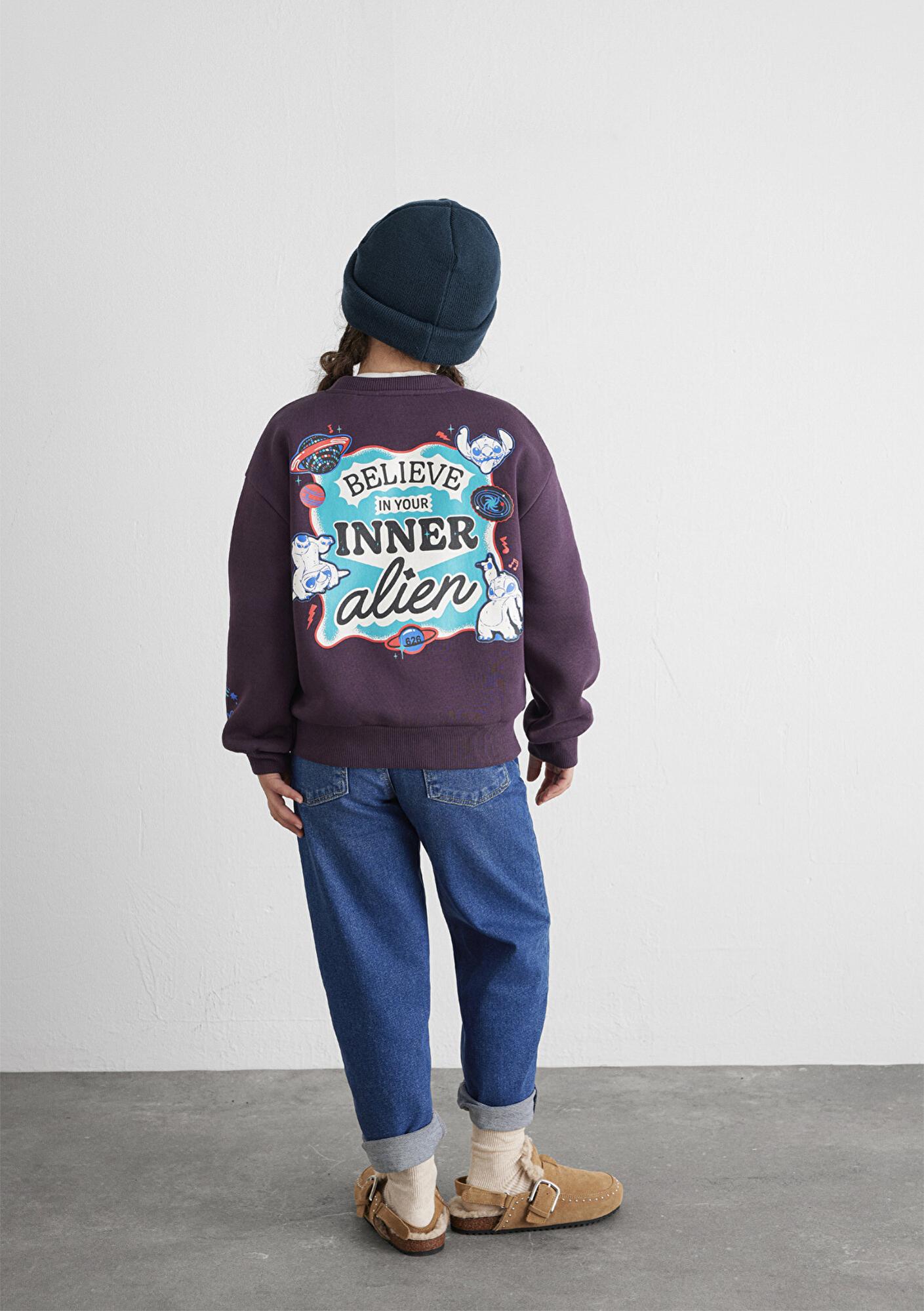 Mavi Stitch Baskılı Mor Sweatshirt 7S10161-70635