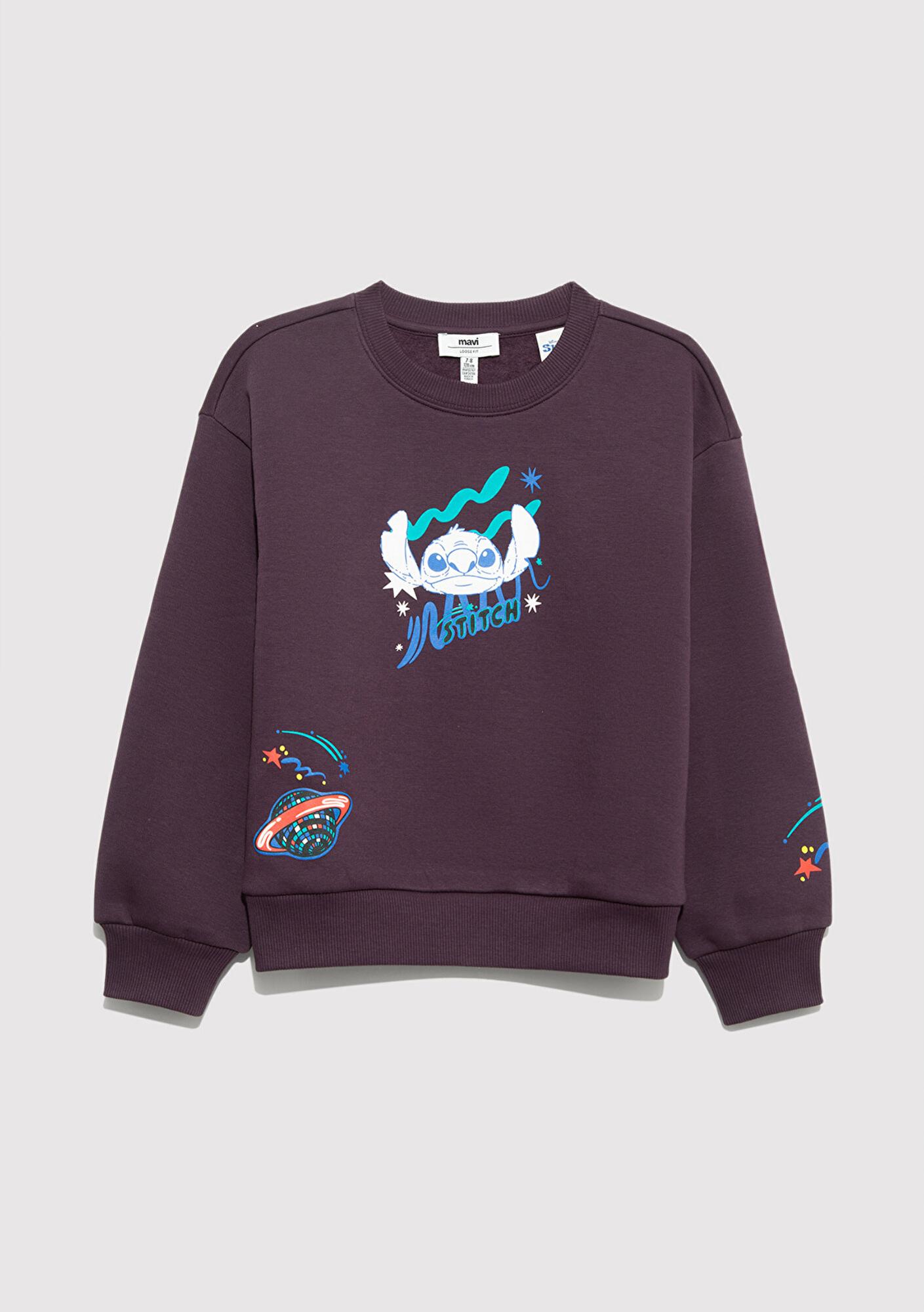 Mavi Stitch Baskılı Mor Sweatshirt 7S10161-70635