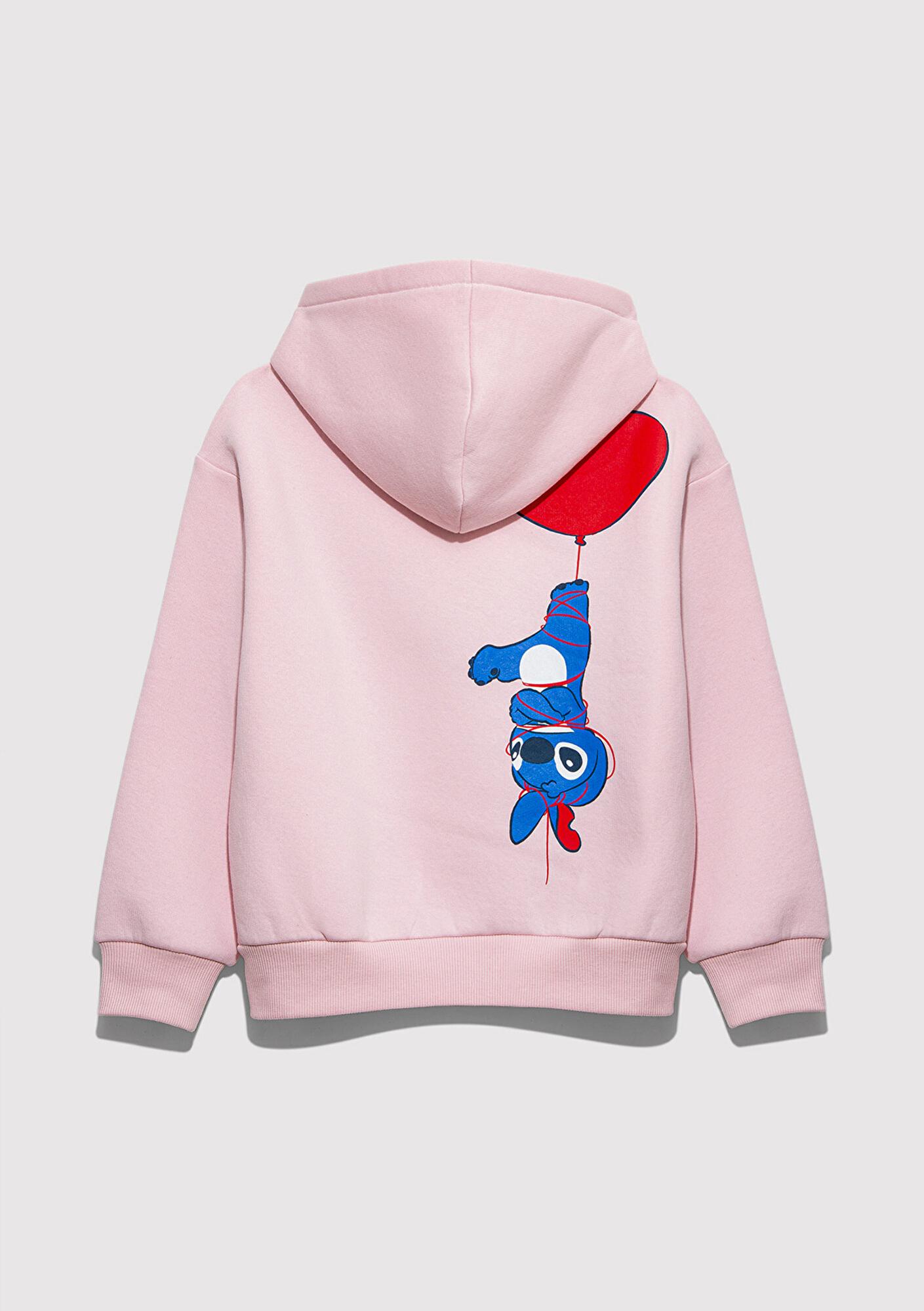 Mavi Stitch Baskılı Kapüşonlu Pembe Sweatshirt 7S10165-71007
