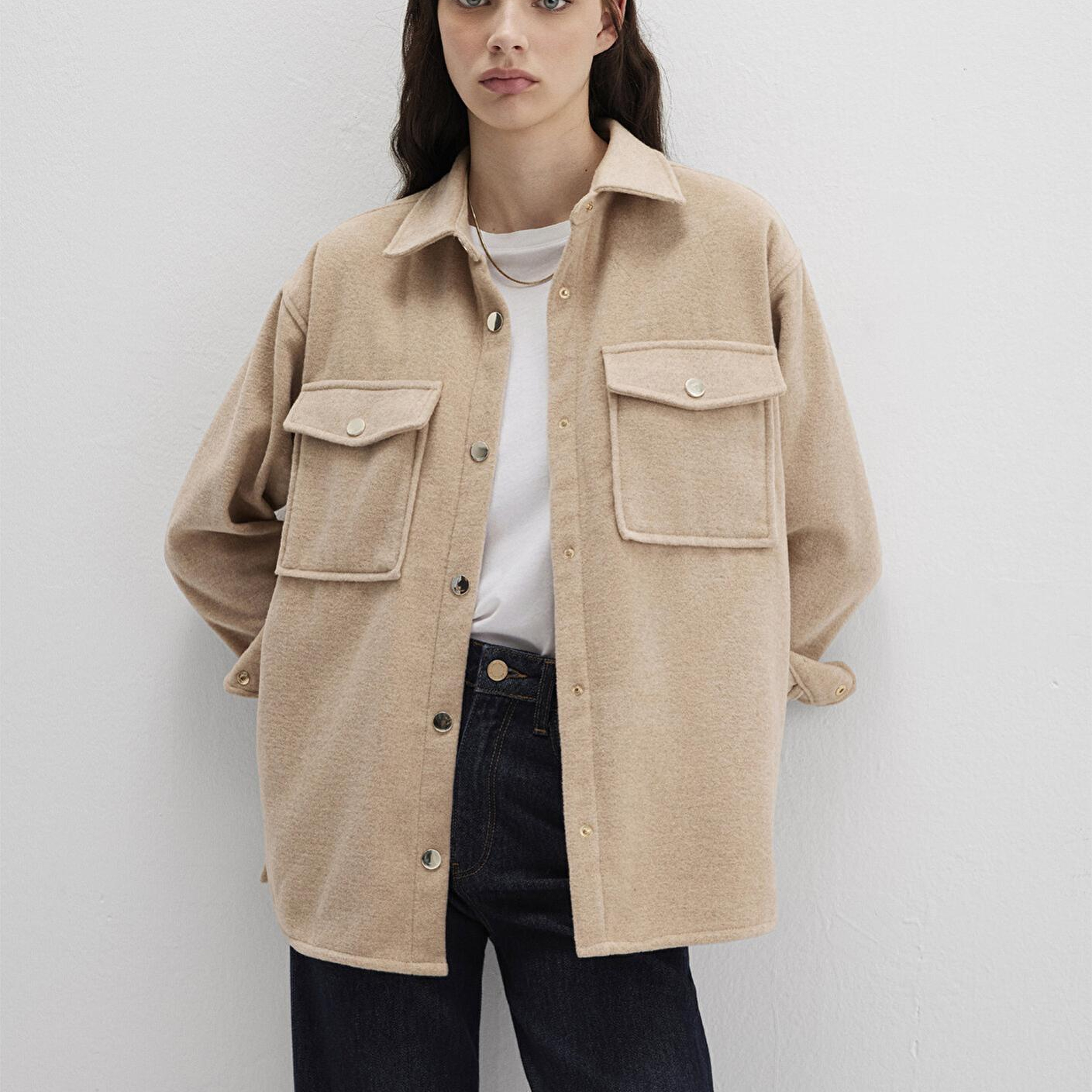 Mavi Bej Gömlek Loose Fit / Bol Rahat Kesim 1211281-80084