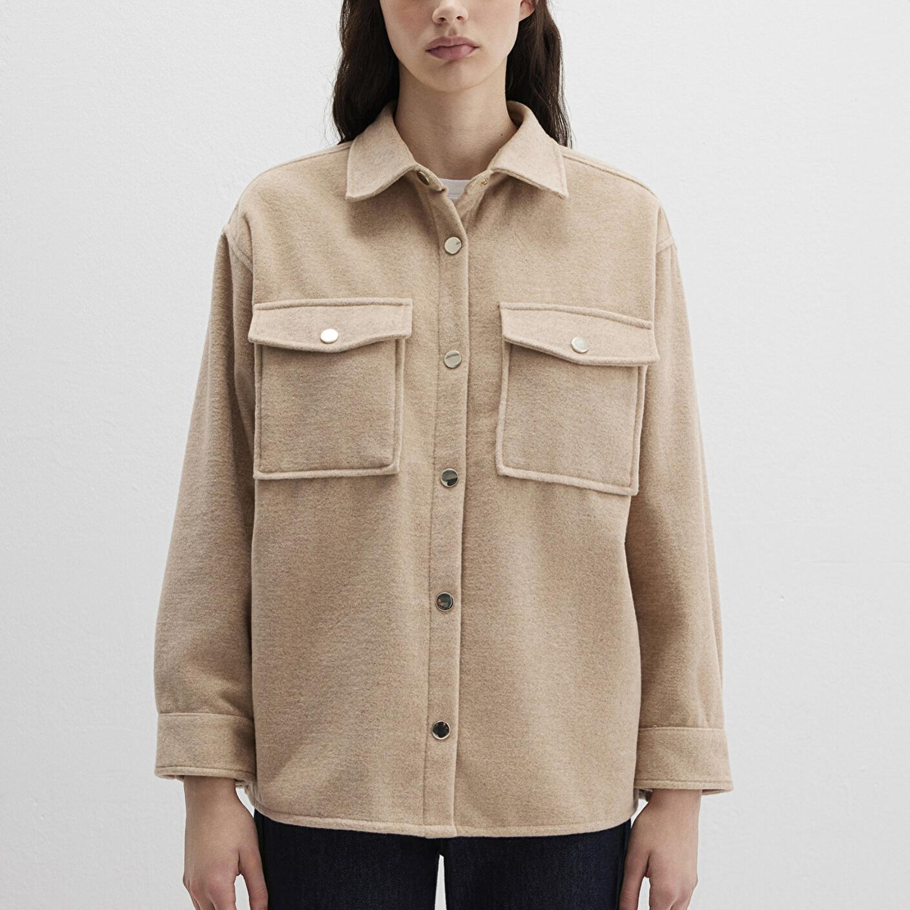 Mavi Bej Gömlek Loose Fit / Bol Rahat Kesim 1211281-80084