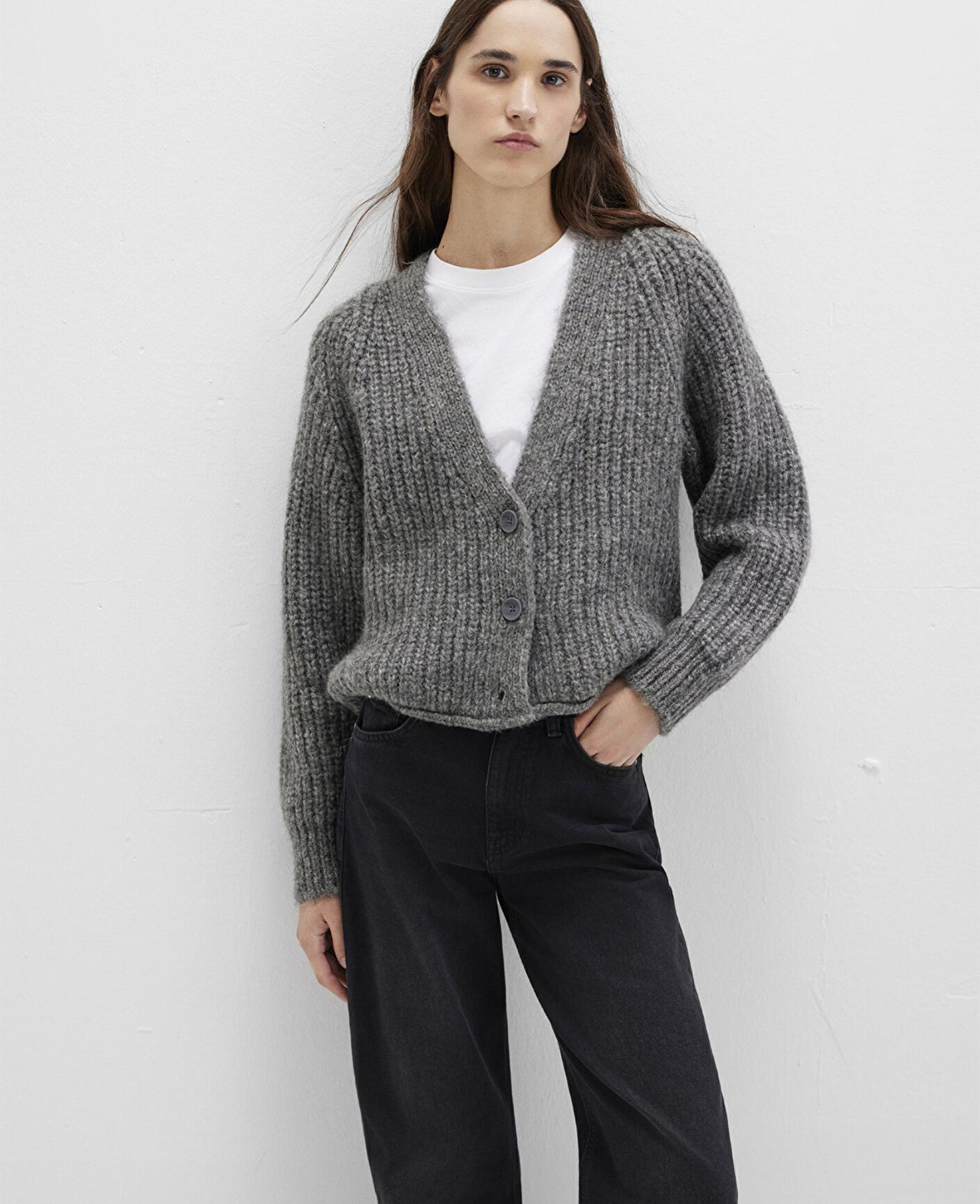 Mavi Düğme Detaylı Gri Hırka Regular Fit / Normal Kesim 1710386-80024