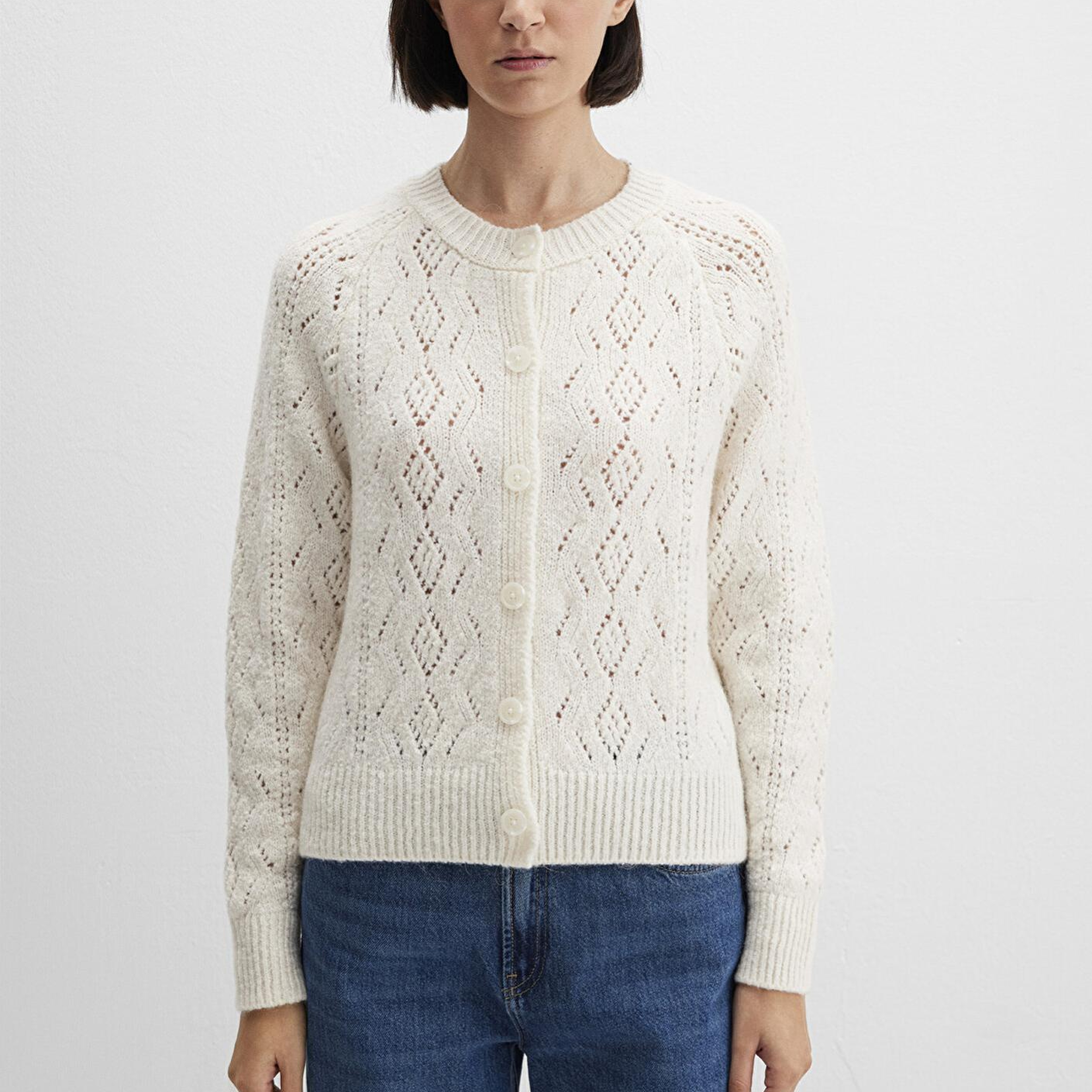 Mavi Yün Karışımlı Ekru Hırka Slim Fit / Dar Kesim 1710812-70057