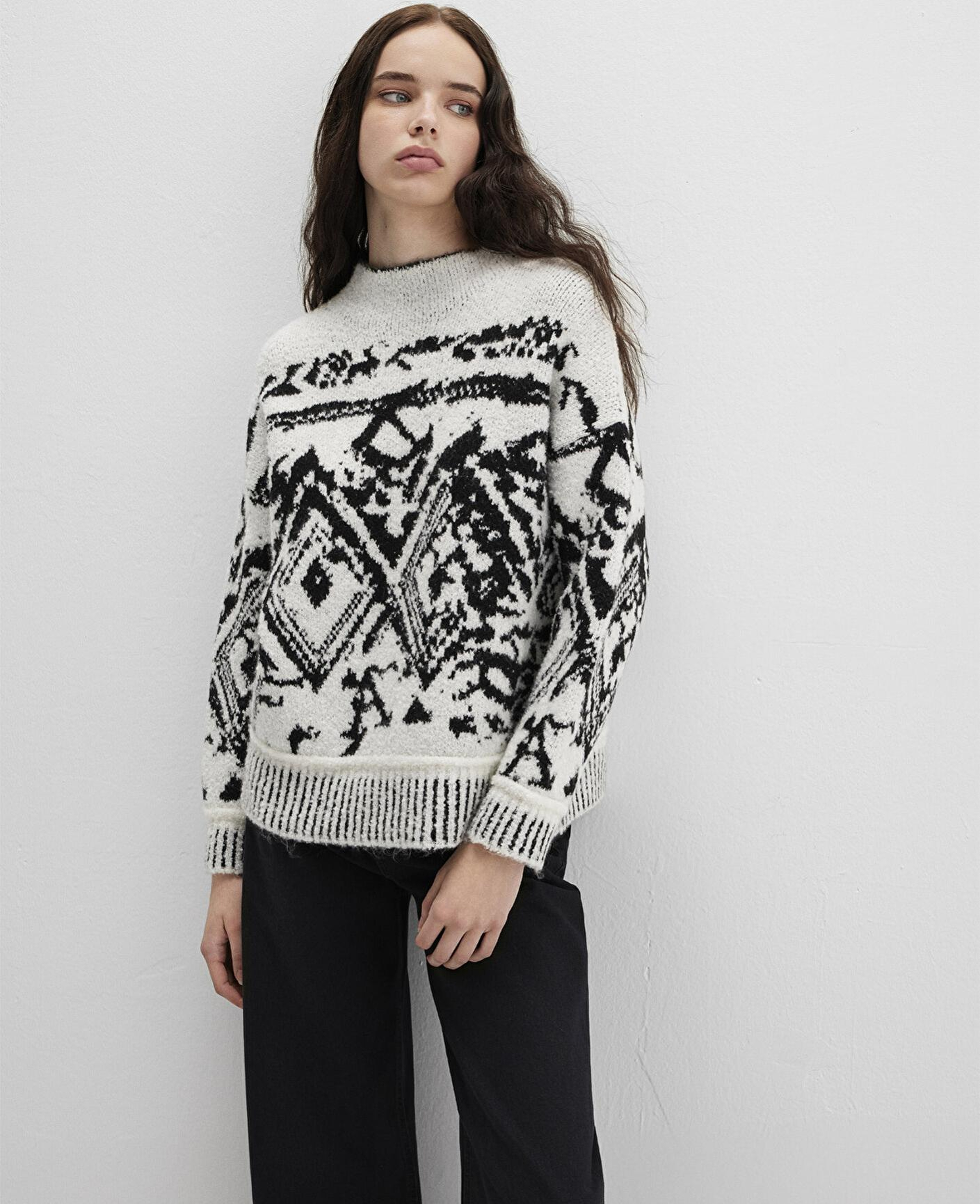 Mavi Siyah Kazak Oversize / Geniş Kesim 1710805-900