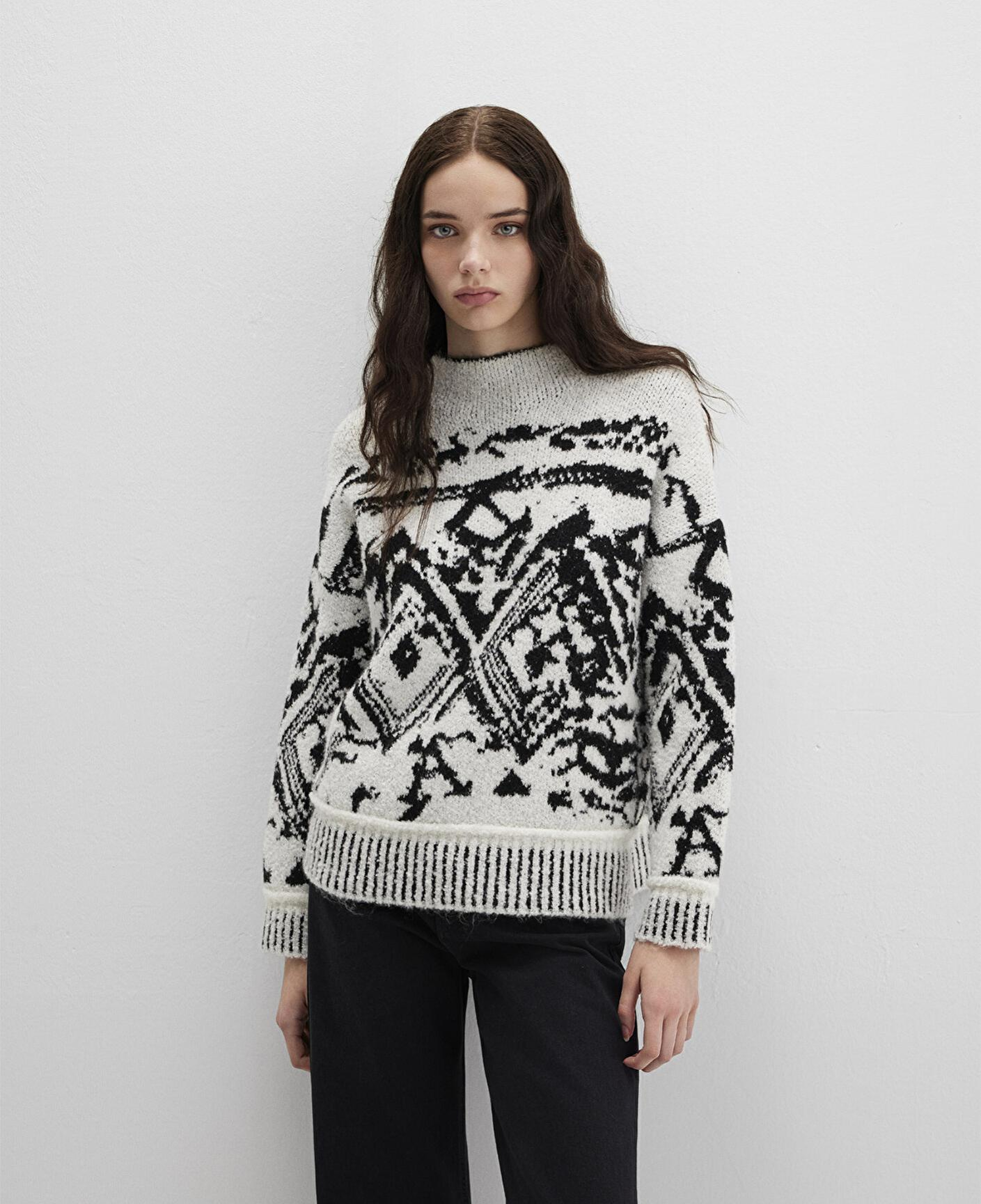 Mavi Siyah Kazak Oversize / Geniş Kesim 1710805-900