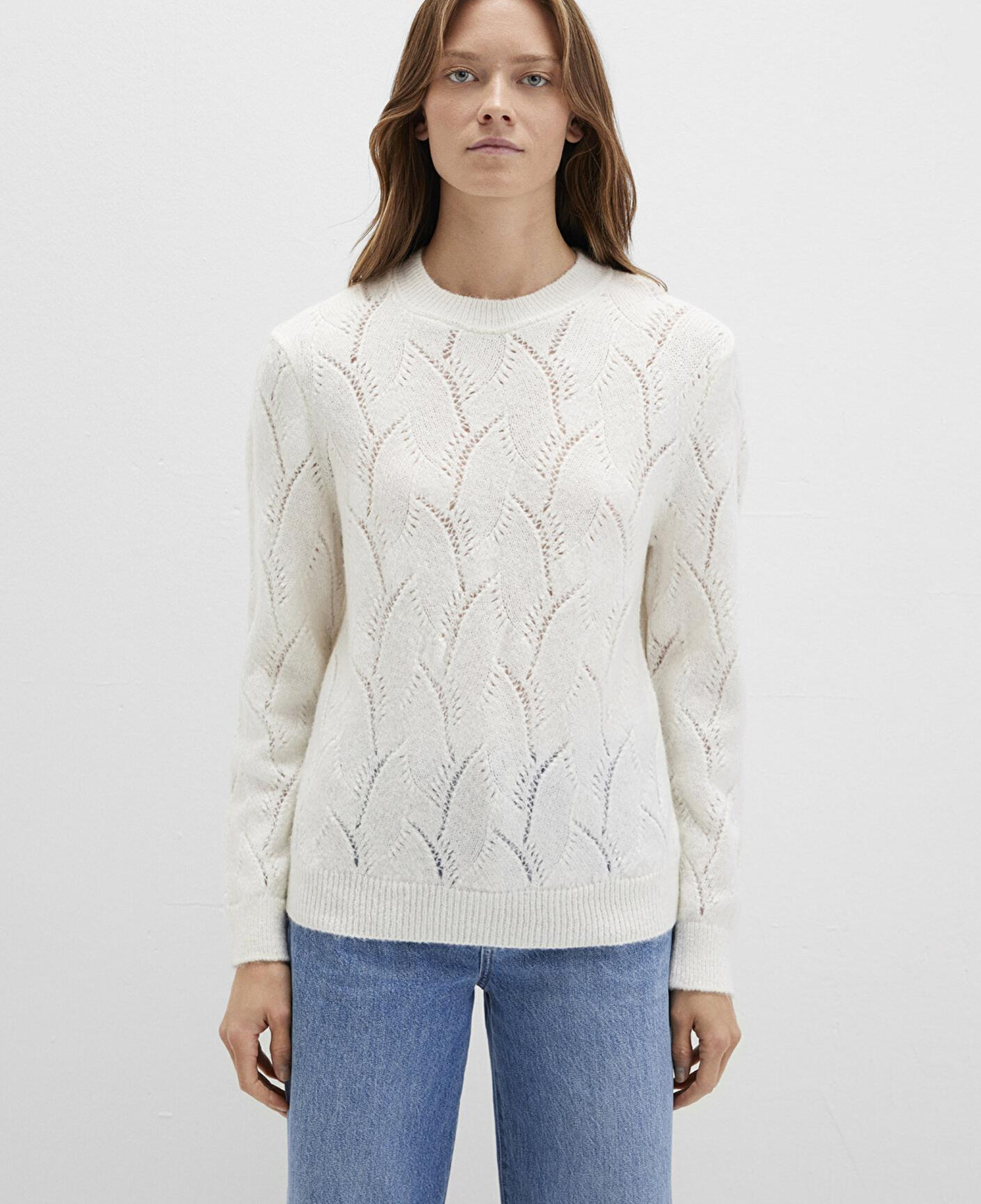 Mavi Alpaka Karışımlı Bisiklet Yaka Ekru Kazak Regular Fit / Normal Kesim 1710799-70057