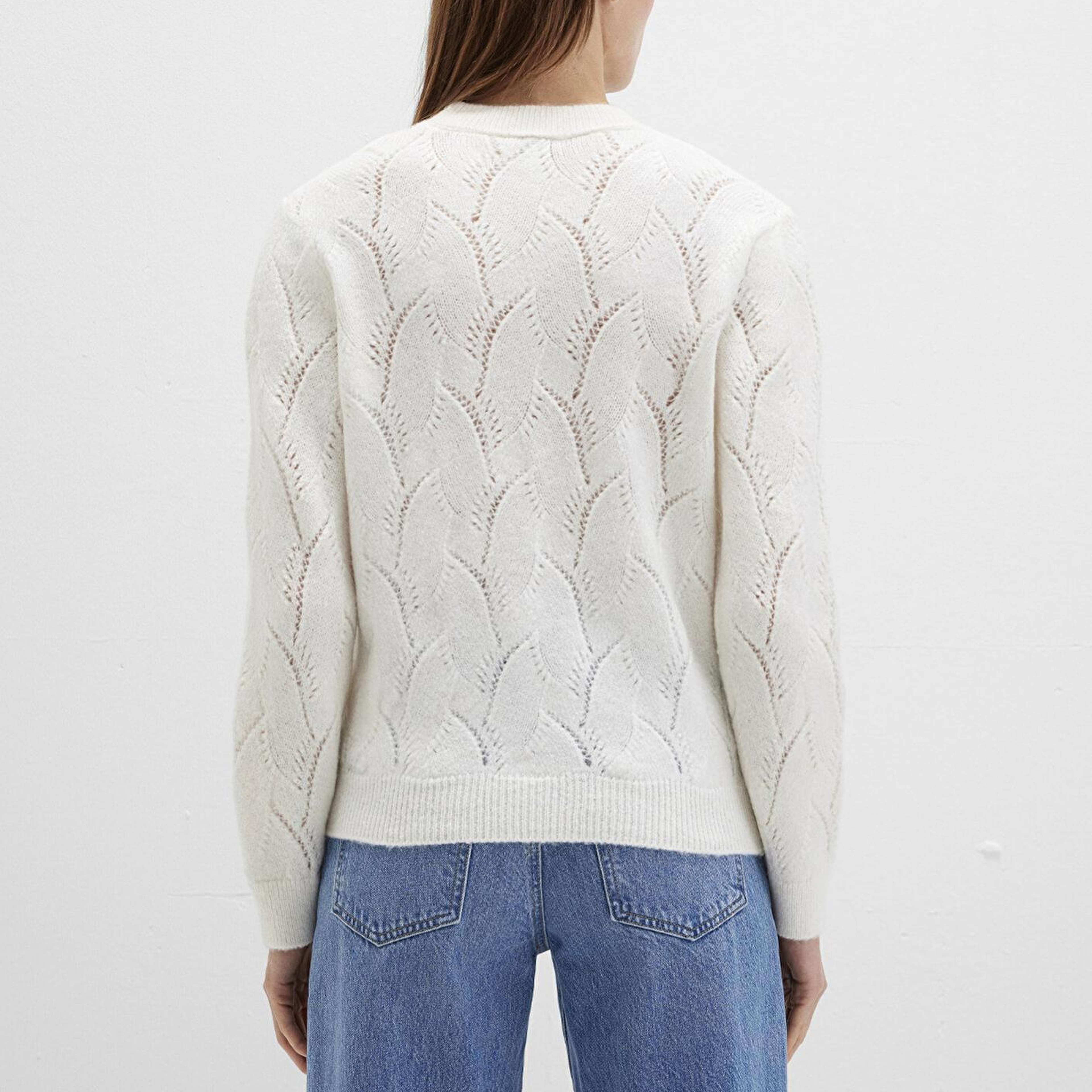 Mavi Alpaka Karışımlı Bisiklet Yaka Ekru Kazak Regular Fit / Normal Kesim 1710799-70057