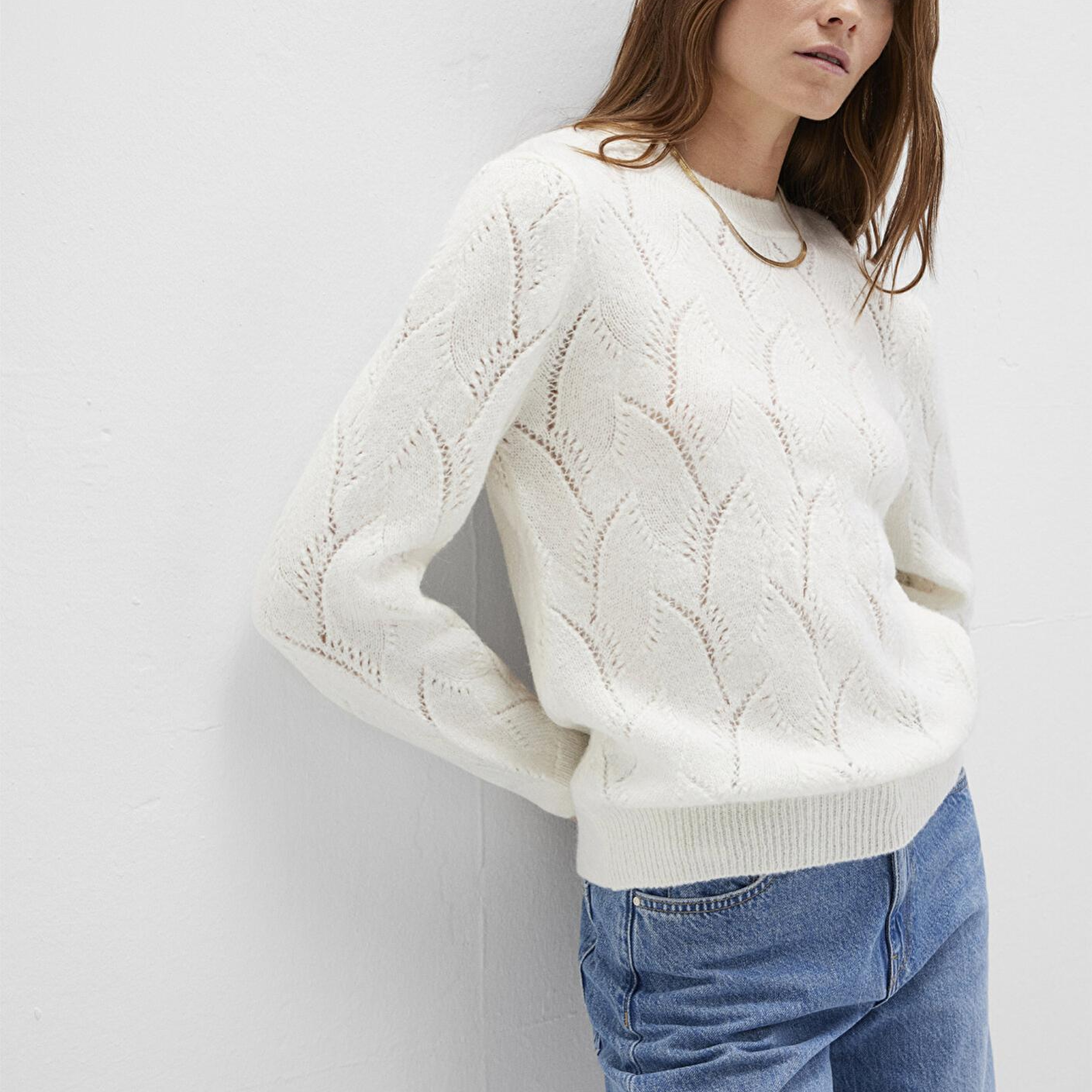 Mavi Alpaka Karışımlı Bisiklet Yaka Ekru Kazak Regular Fit / Normal Kesim 1710799-70057