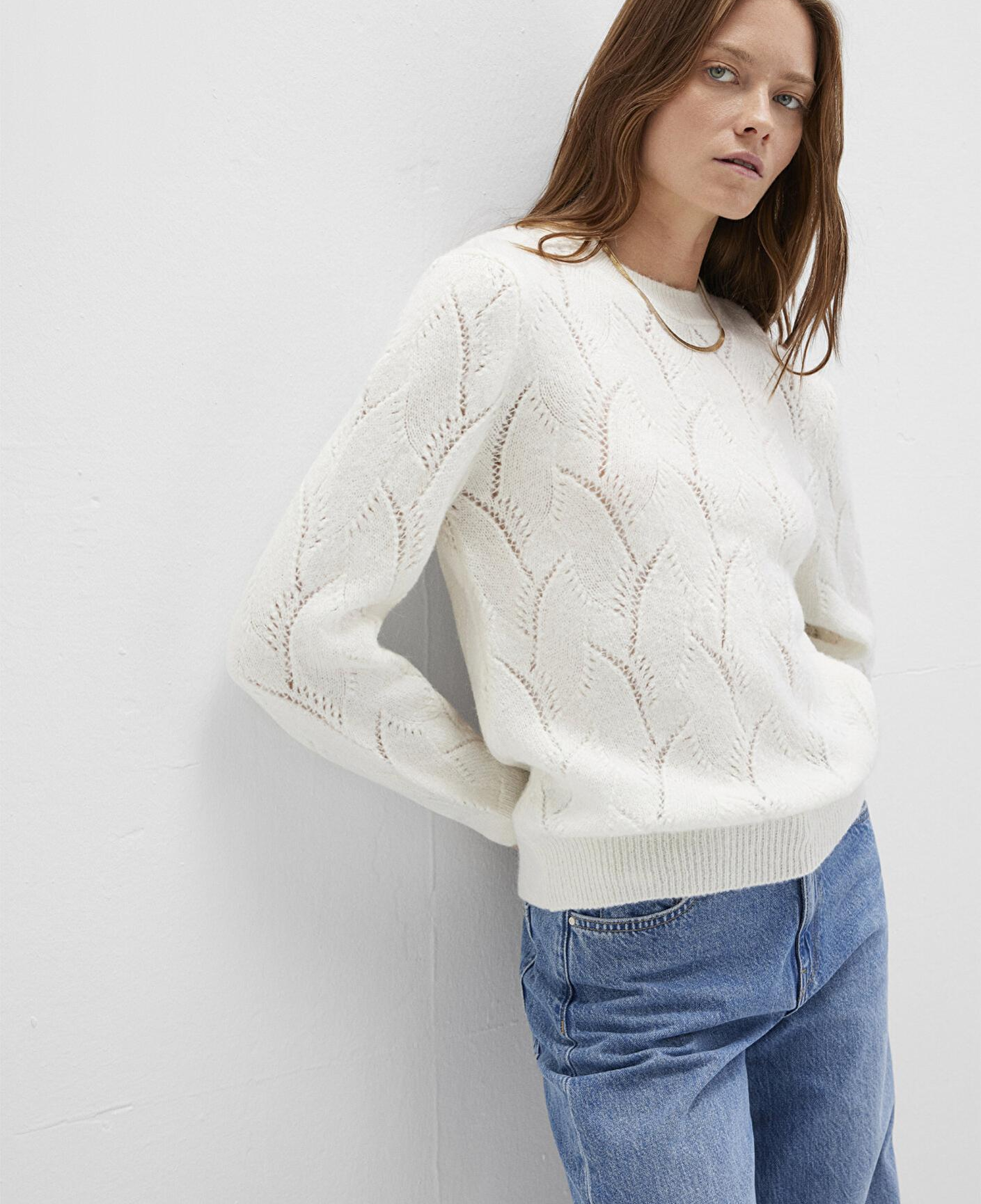 Mavi Alpaka Karışımlı Bisiklet Yaka Ekru Kazak Regular Fit / Normal Kesim 1710799-70057