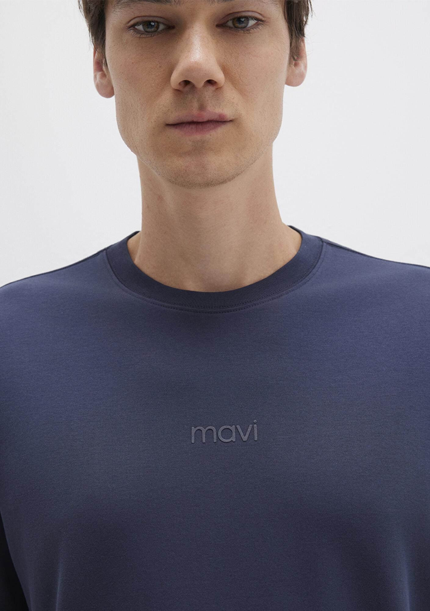 Mavi Mavi Logo Lacivert Basic İnterlok Tişört Loose Fit / Bol Rahat Kesim 0613102-85315