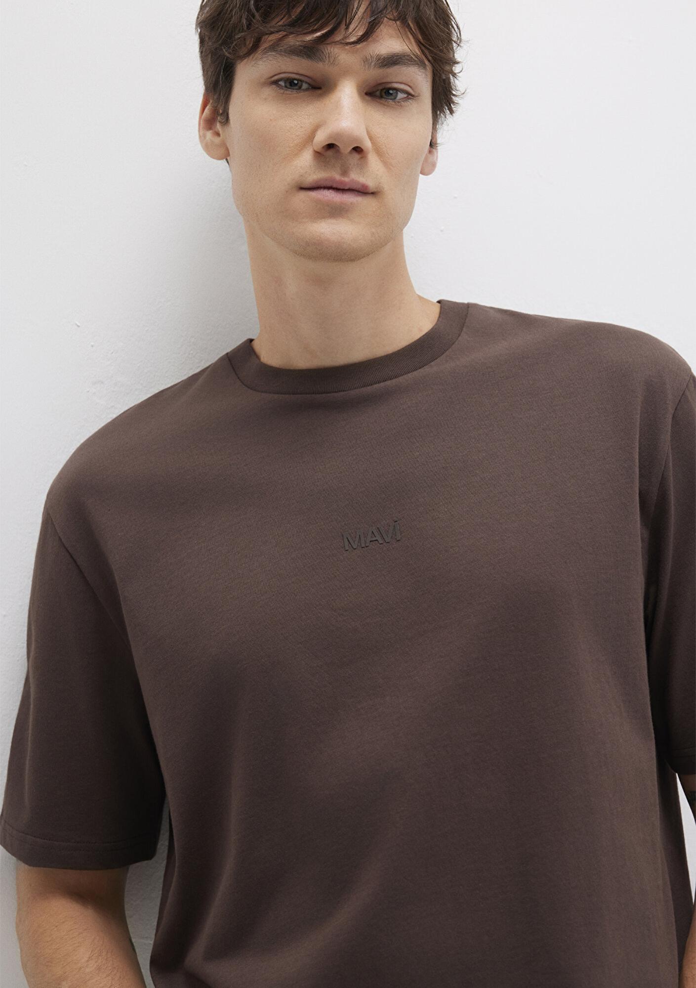 Mavi Mavi Logo Kahverengi Basic Tişört Relaxed Fit / Rahat Kesim 0613093-70251