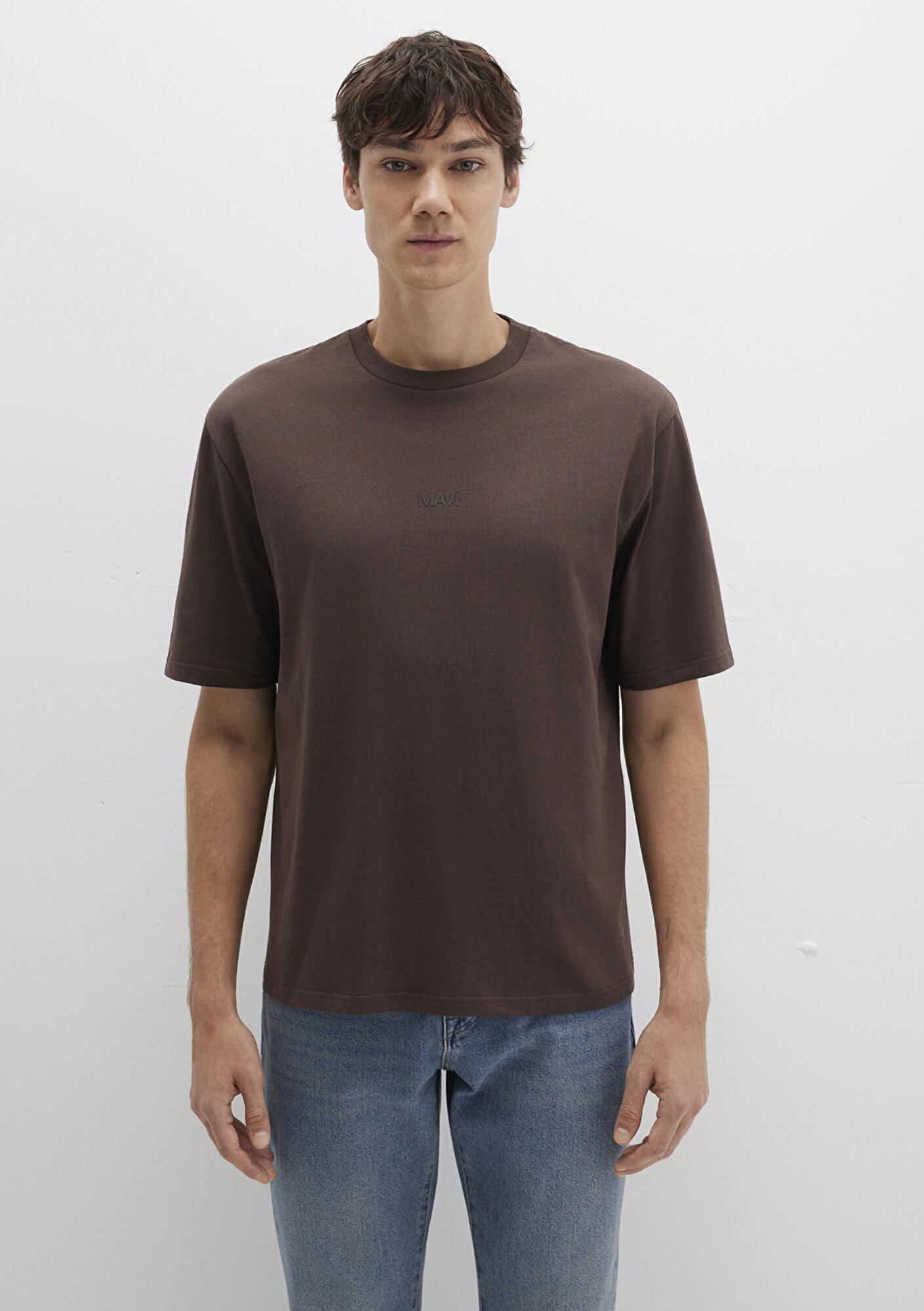 Mavi Mavi Logo Kahverengi Basic Tişört Relaxed Fit / Rahat Kesim 0613093-70251