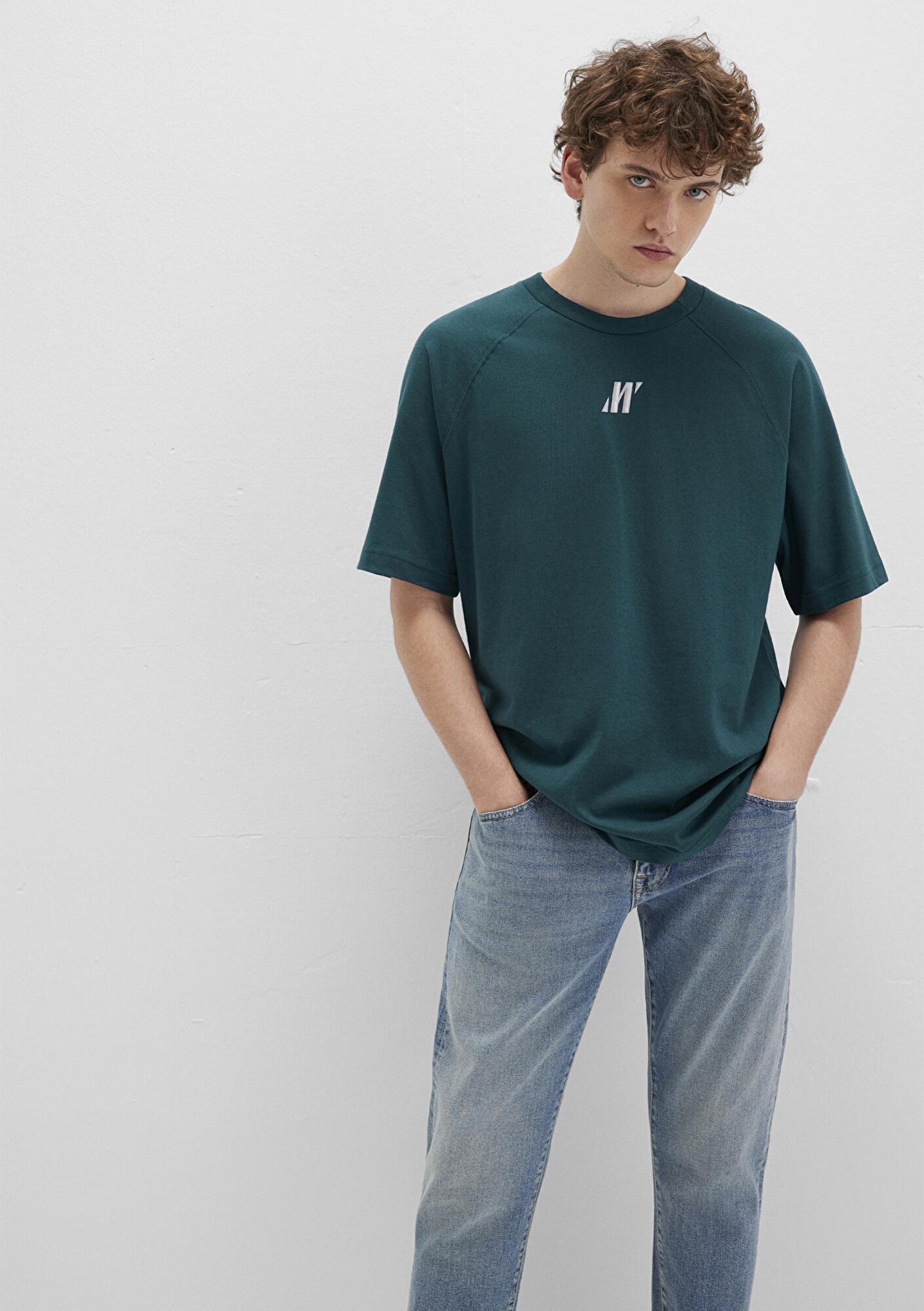 Mavi Pro Logo Baskılı Yeşil Tişört Loose Fit / Bol Rahat Kesim 0613076-71925