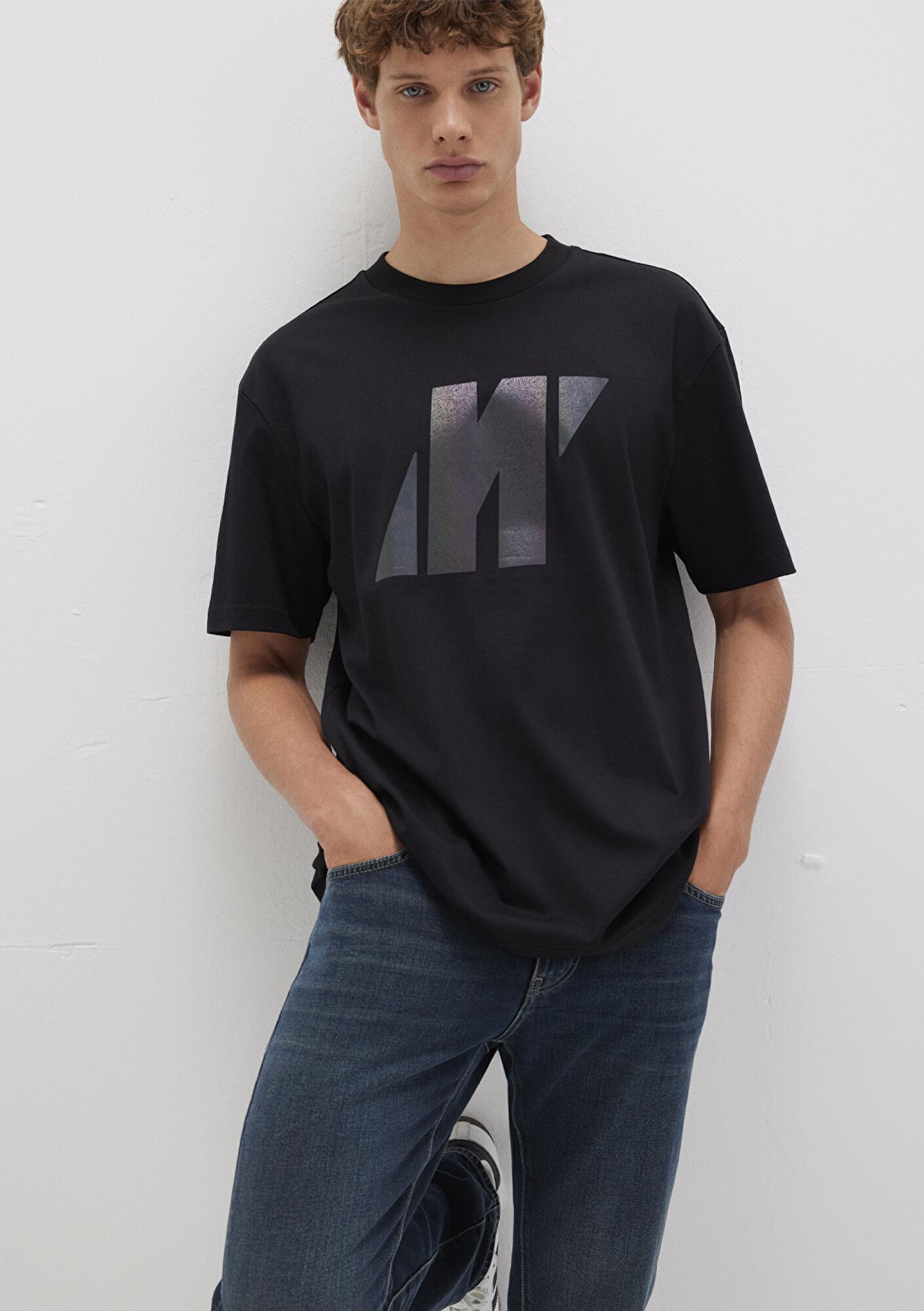 Mavi Mavi Pro Logo Baskılı Siyah Tişört Loose Fit / Bol Rahat Kesim 0613087-900