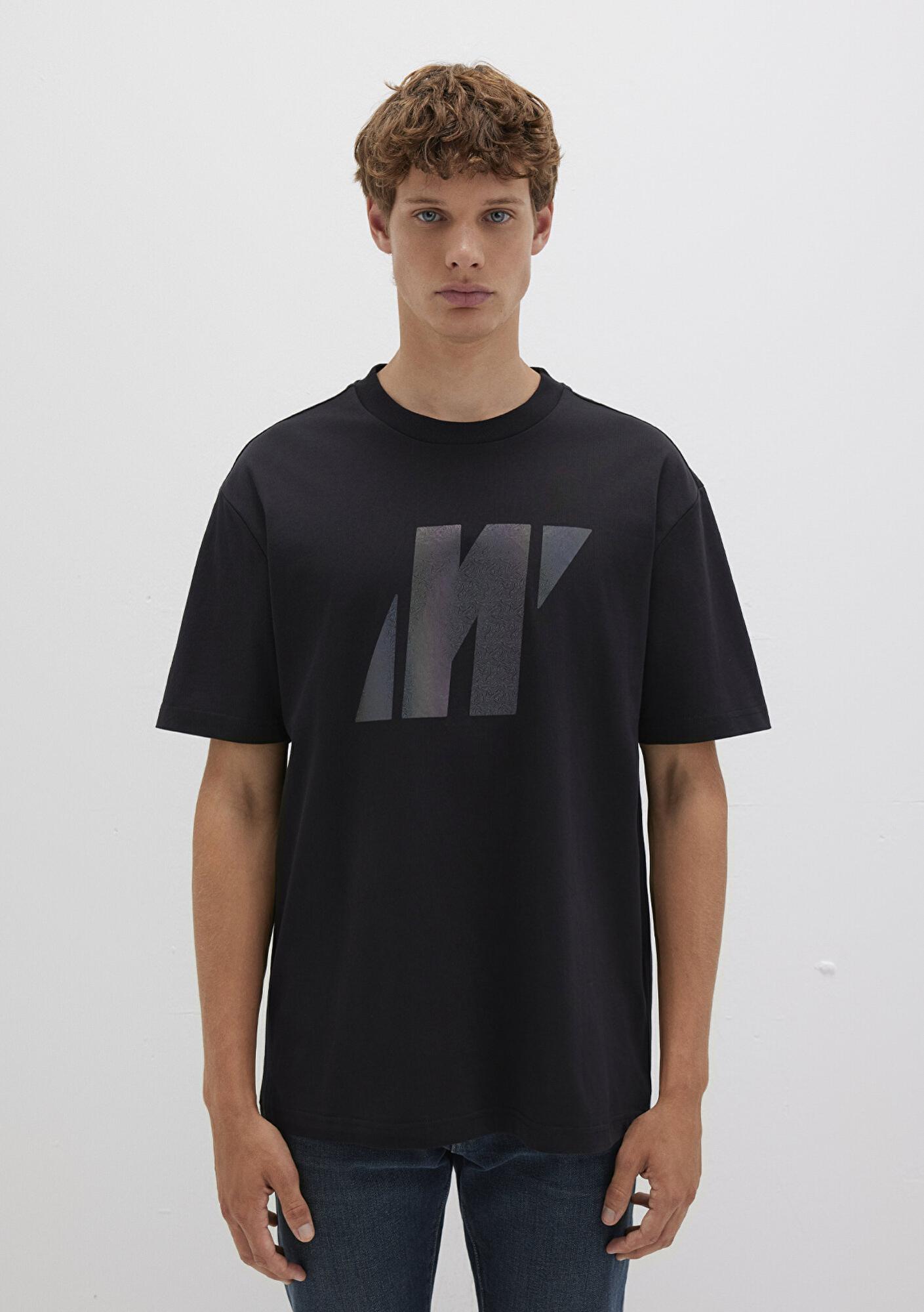 Mavi Mavi Pro Logo Baskılı Siyah Tişört Loose Fit / Bol Rahat Kesim 0613087-900