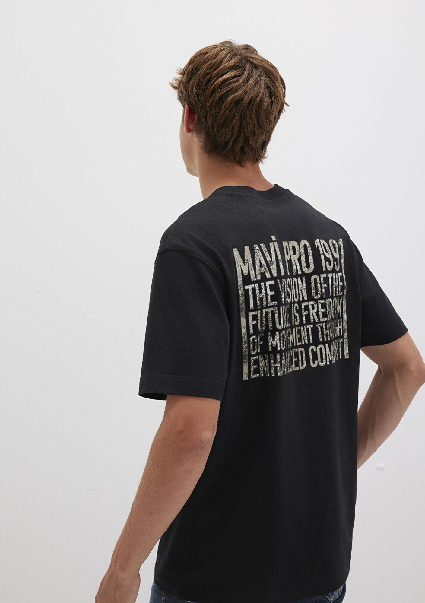 Mavi Mavi Pro Baskılı Siyah Tişört Loose Fit / Bol Rahat Kesim 0613078-900