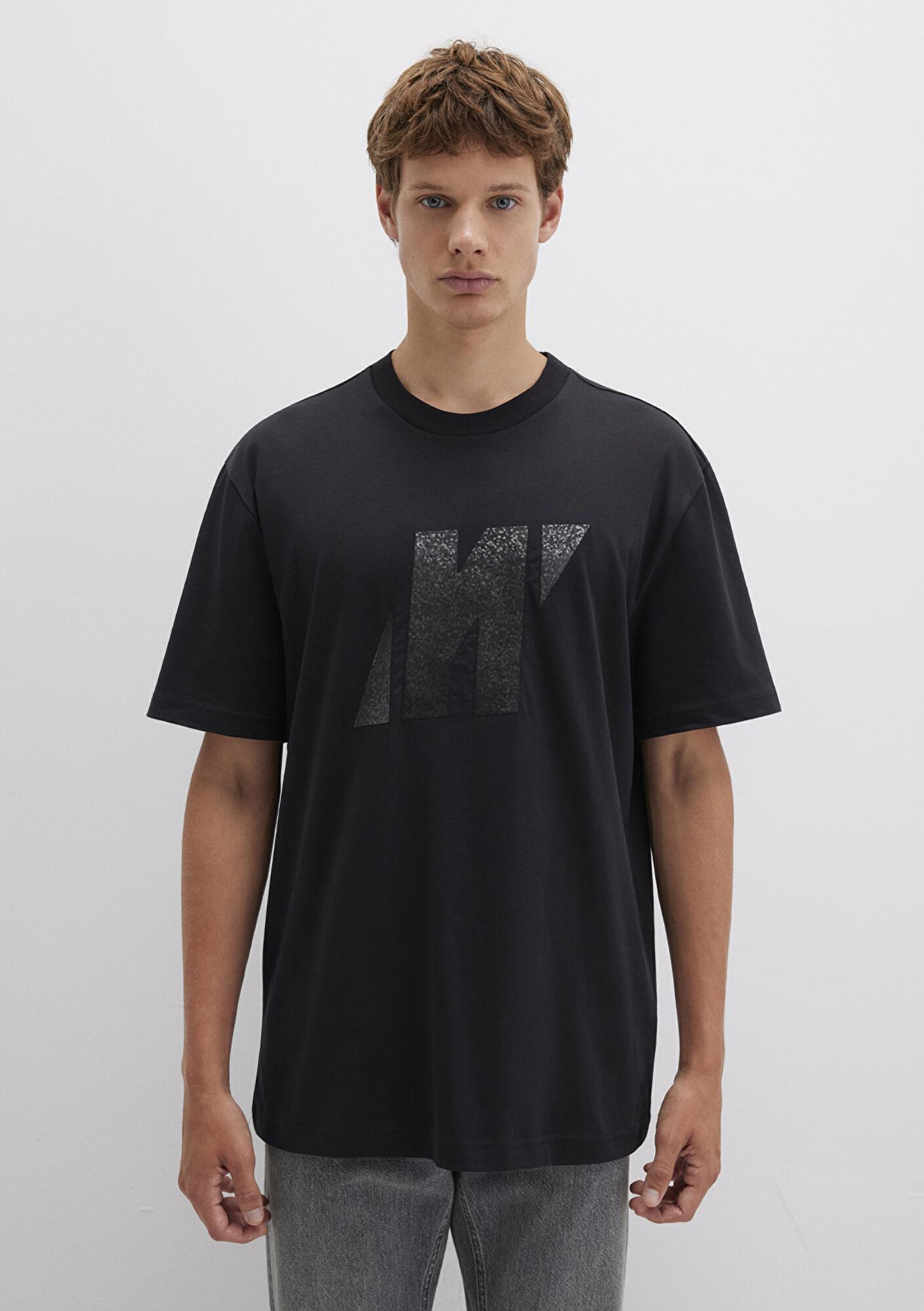 Mavi Mavi Pro Logo Baskılı Siyah Tişört Loose Fit / Bol Rahat Kesim 0613086-900