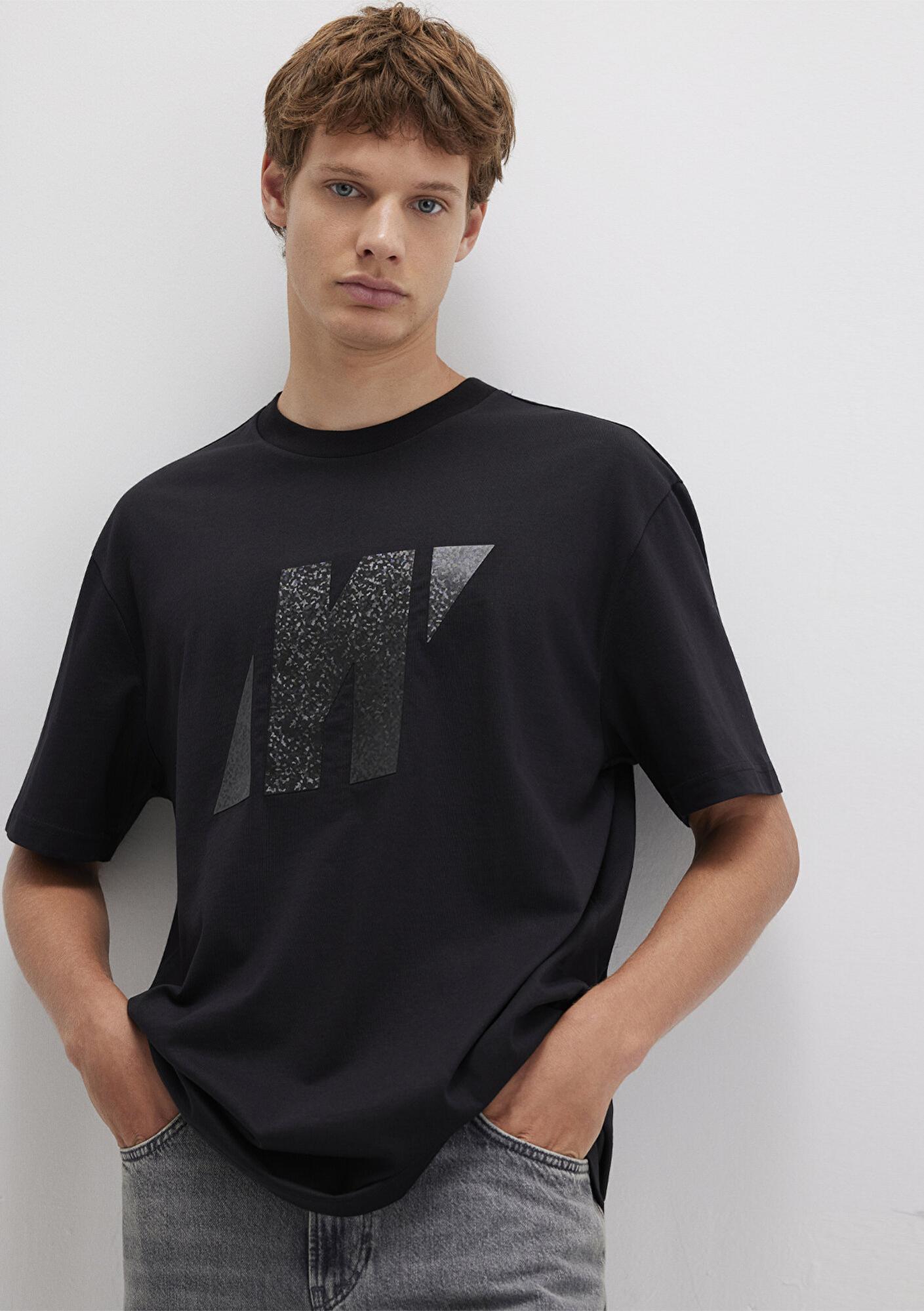 Mavi Mavi Pro Logo Baskılı Siyah Tişört Loose Fit / Bol Rahat Kesim 0613086-900