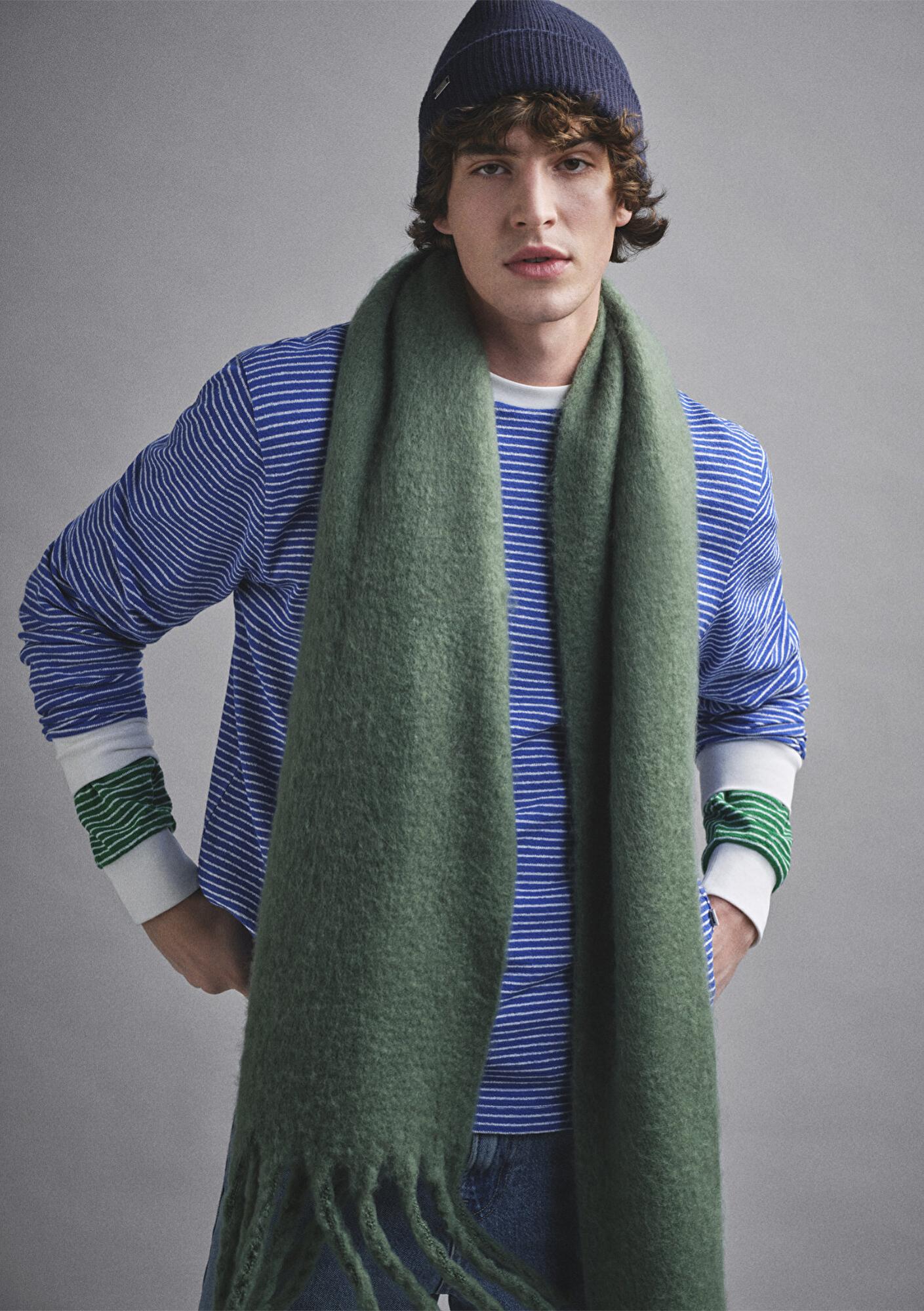 Mavi Çizgili Mavi Tişört Loose Fit / Bol Rahat Kesim 0613038-81330