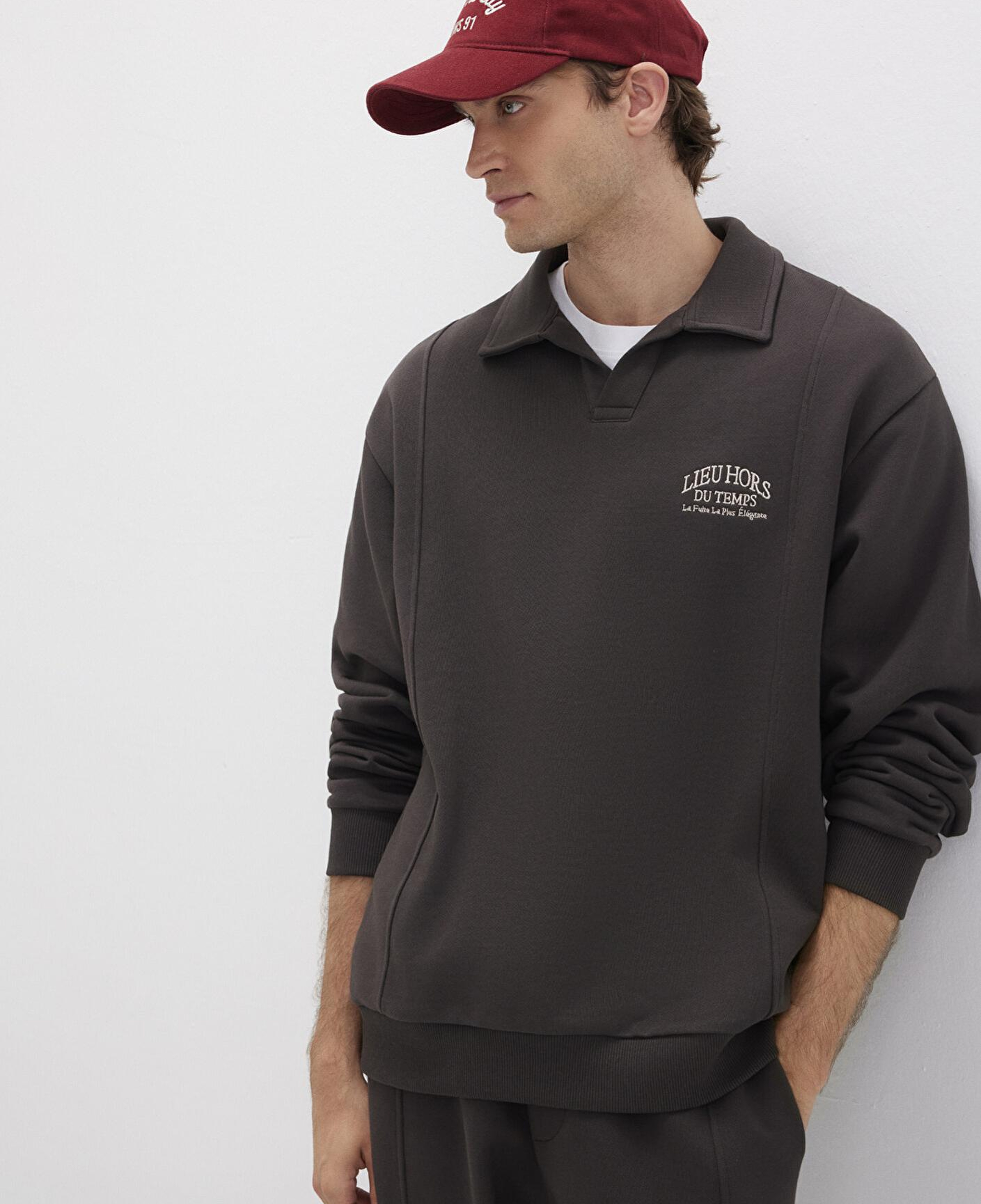 Mavi Polo Yaka Kahverengi Sweatshirt 0S10479-70219