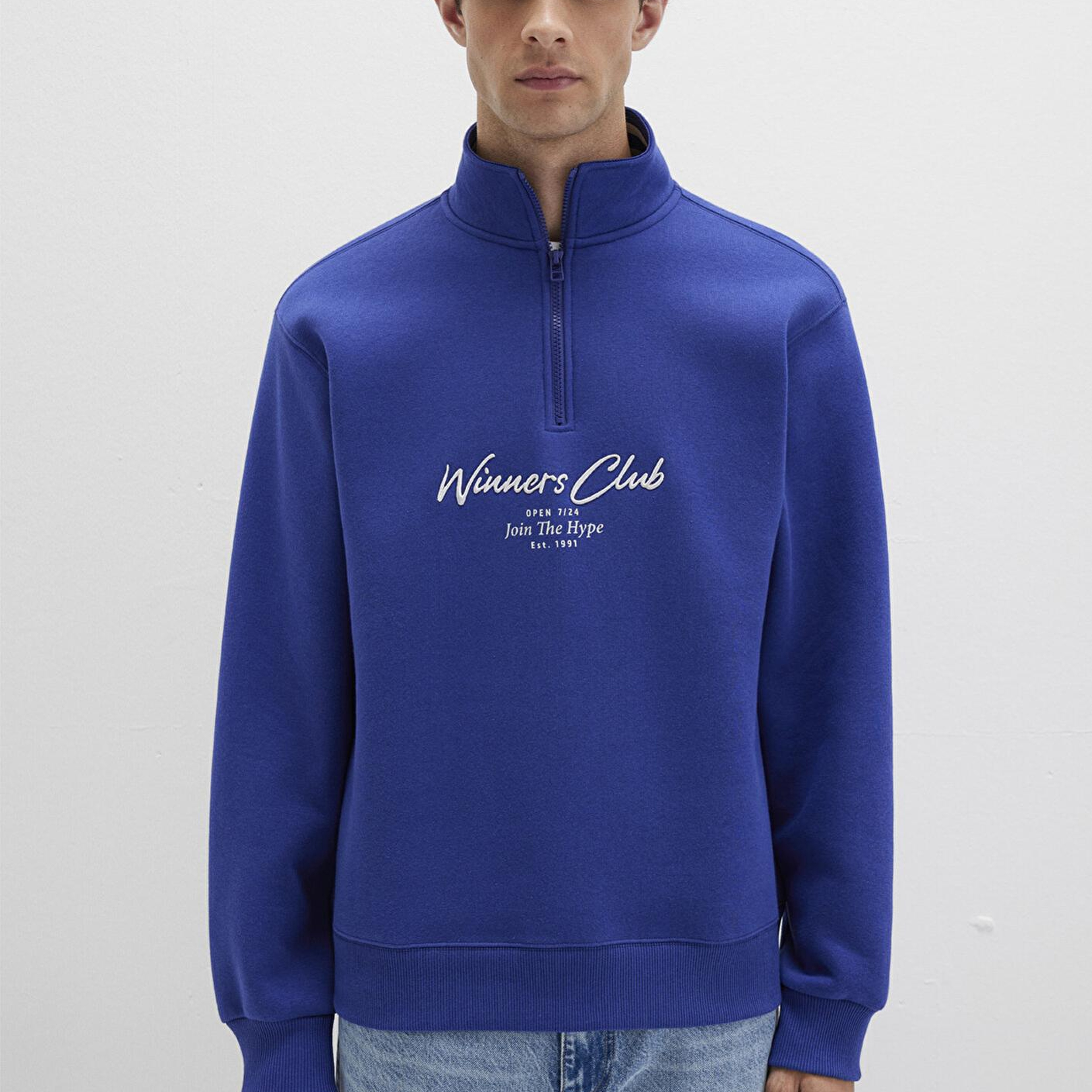 Mavi Winners Club Baskılı Mavi Polo Sweatshirt 0S10488-70695