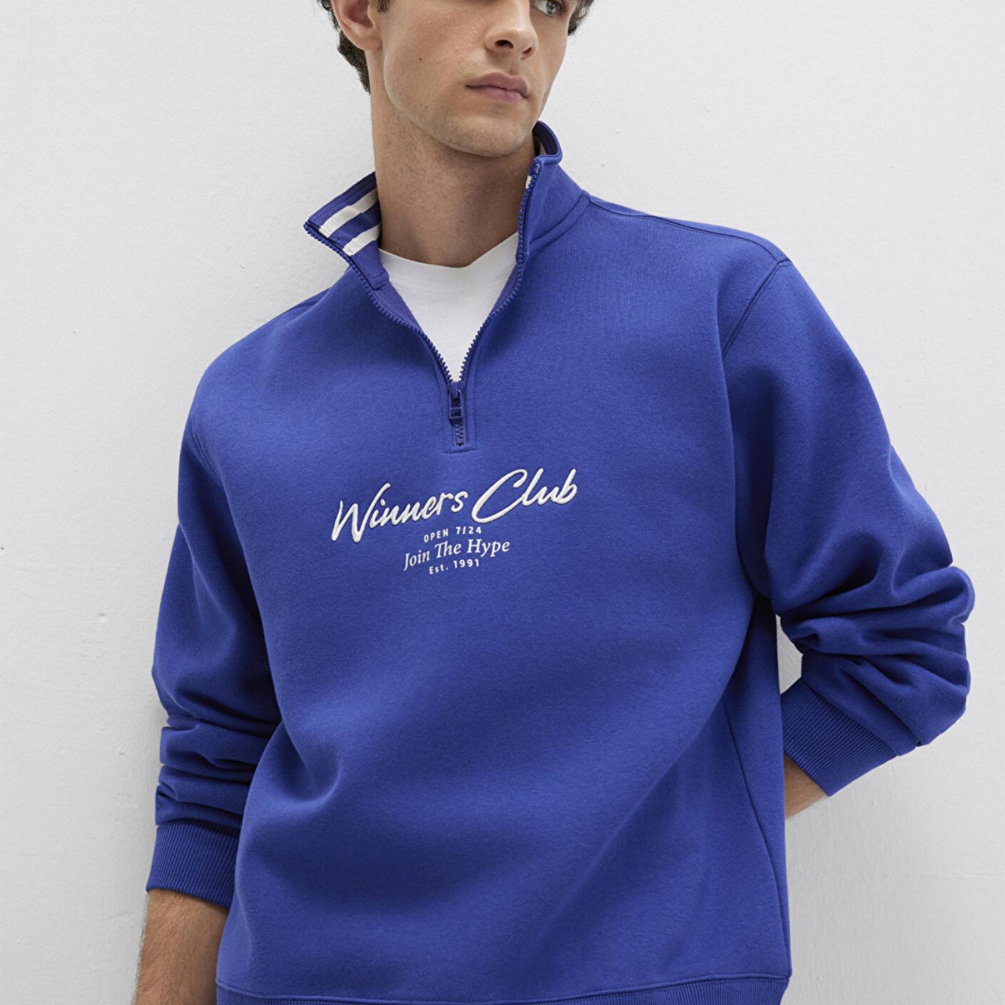 Mavi Winners Club Baskılı Mavi Polo Sweatshirt 0S10488-70695